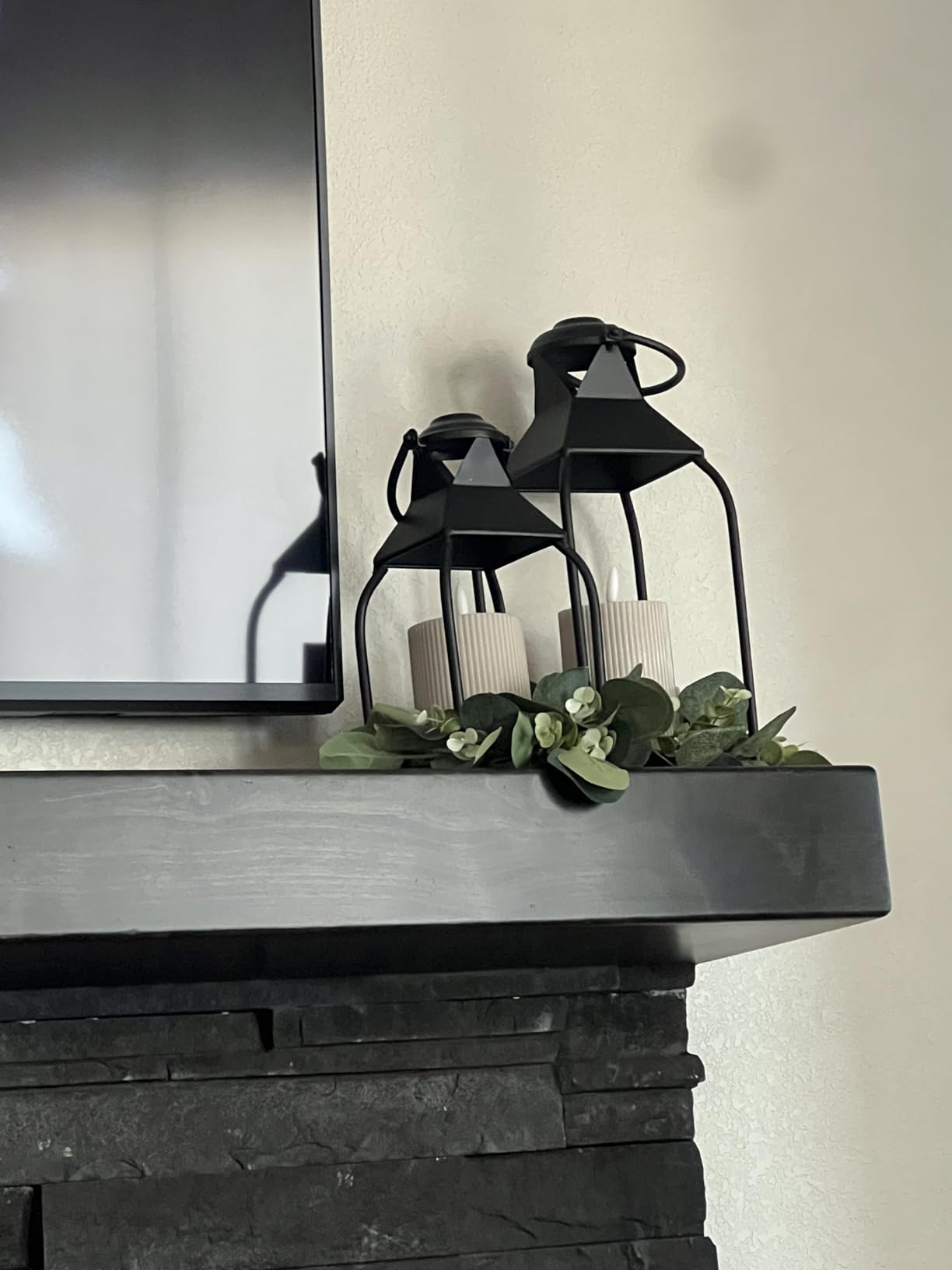 Decorative Metal Lanterns Indoor Outdoor, Candle Holder for Porch, Patio, Fireplace, Floor, Wedding, Christmas, Fall, Holiday, Farmhouse Table Centerpiece (Black, Set of 3 20