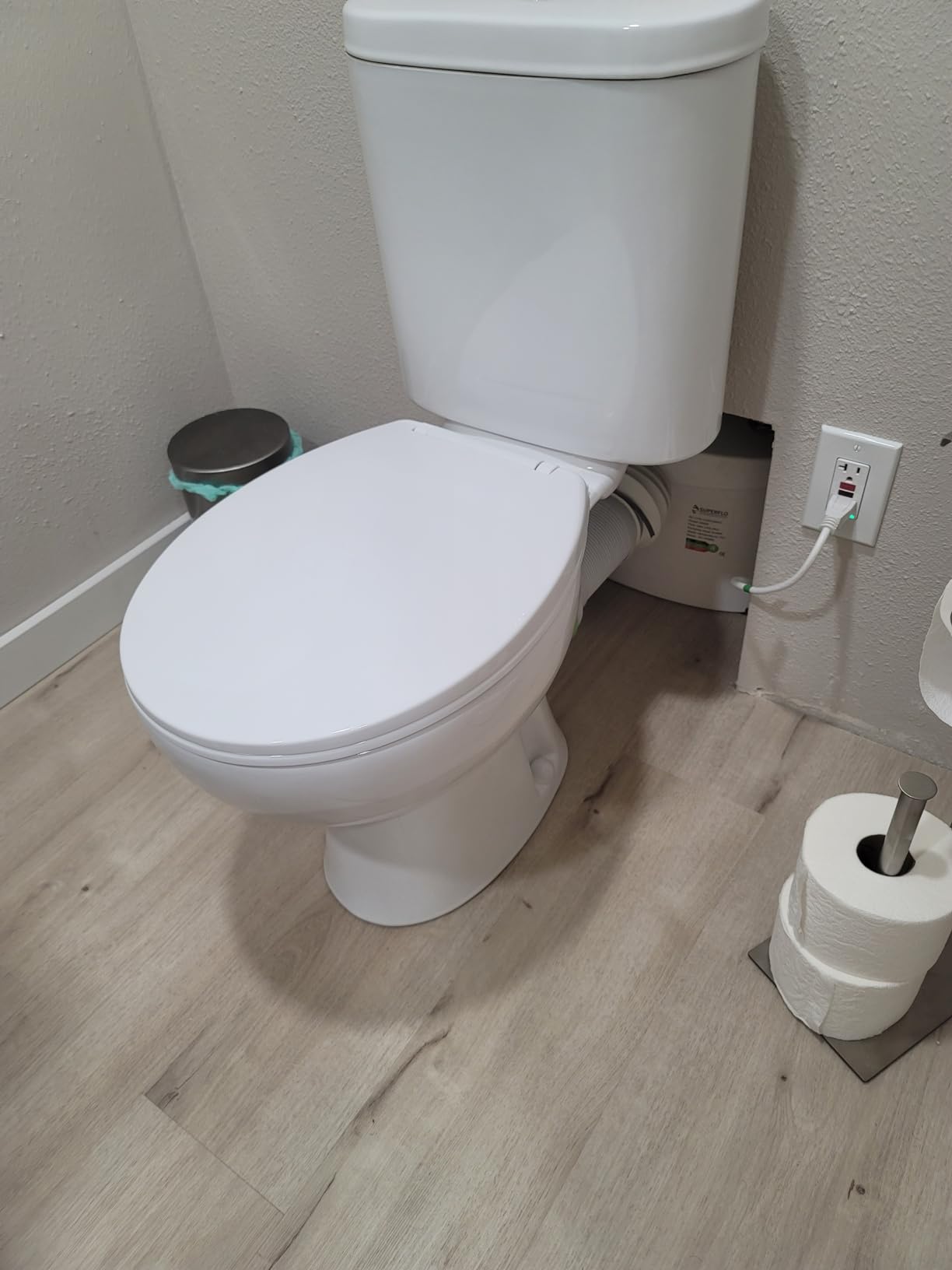 Simple Project Macerating Toilet System with 4-Inlet & 500W Macerator Pump | Upflush Toilet for Basement, Powerful 1.6GPF Flush & Quiet, Durable Pump, Extension Pipe - Easy Install, Space Saving customer photo 1