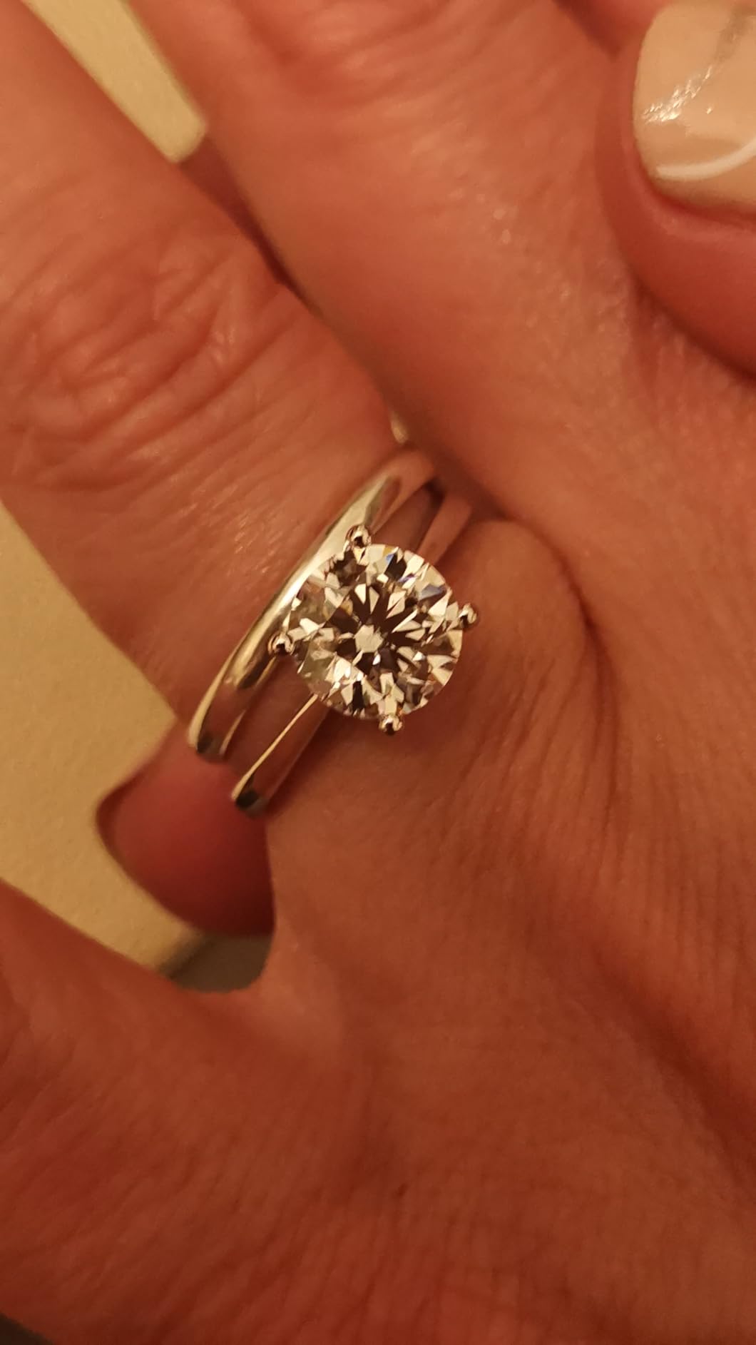 1-3 Carat Lab Grown Diamond 14K White Gold Engagement Ring for Women,IGI Certified Round Cut (D-E Color VS1-VS2) Classic 4-Prong Ring for Women,Wedding Ring customer photo 1