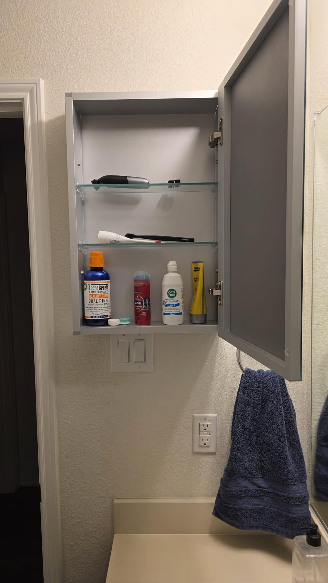 20 x 26 Inch Bathroom Medicine Cabinet with Beveled Edge Mirrored Door, Medicine Cabinet, Bathroom Mirror Cabinet, Home Medicine Cabinets with 2 Adjustable Shelves, Recessed or Surface Mount Installation customer photo 1
