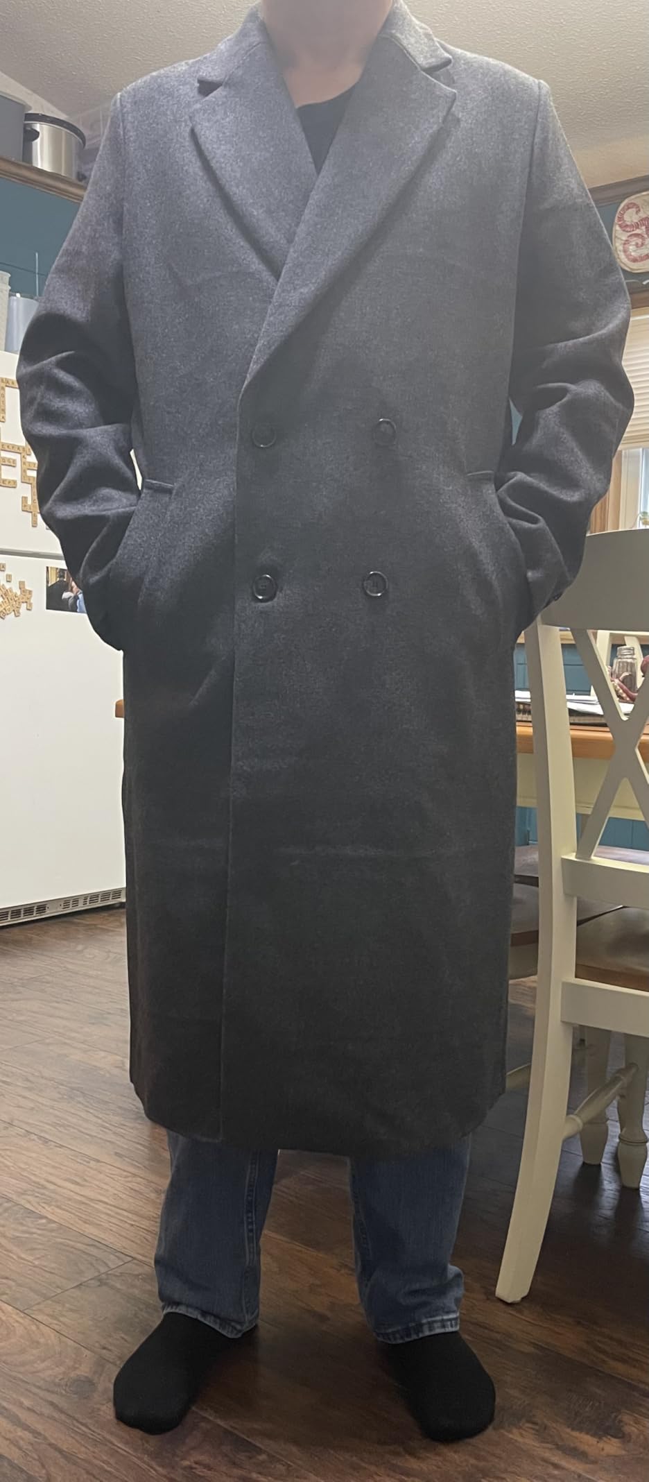 Amazon Essentials Men's Relaxed-Fit Double Breasted Wool Blend Longline Topcoat customer photo 1
