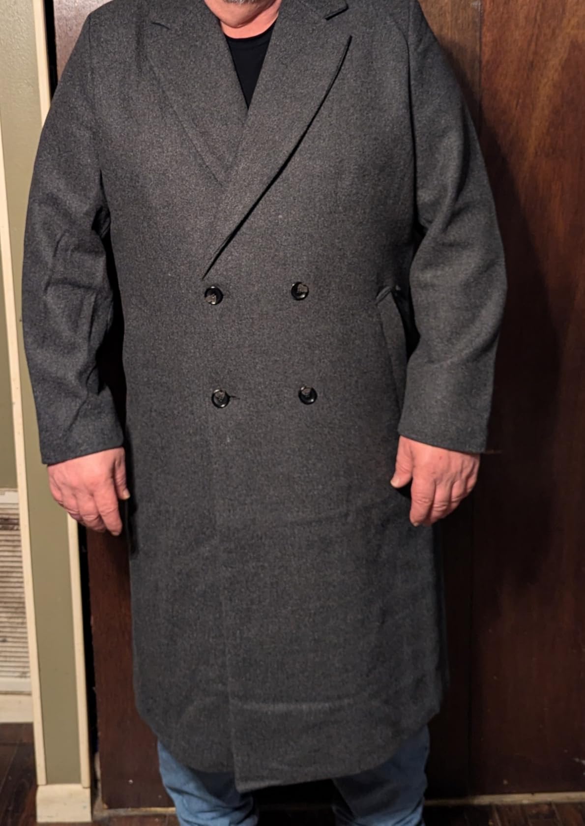 Amazon Essentials Men's Relaxed-Fit Double Breasted Wool Blend Longline Topcoat customer photo 2
