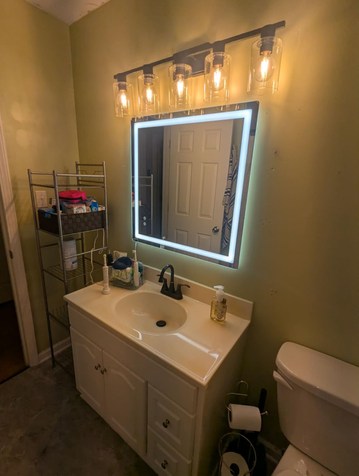 Delma 30x50 LED Bathroom Vanity Mirror with Lights, Anti-Fog, Dimmable | Front & Backlit with 3 Color Modes and Memory, 5mm Shatterproof Glass, Plug-in or Hardwired, Horizontal or Vertical customer photo 2