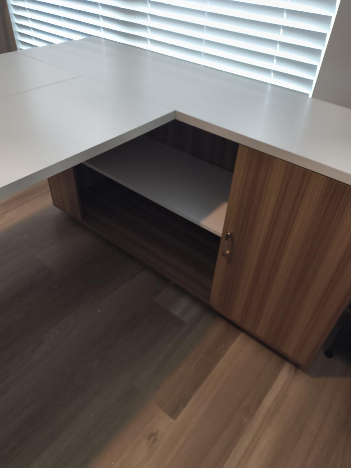 Tribesigns 85.8-Inch L-Shaped Executive Office Desk with File Drawers & Storage Cabinet, Professional Corner Computer Desk Extra Large Business Workstation with Adjustable Shelves (Gray&Black) customer photo 2