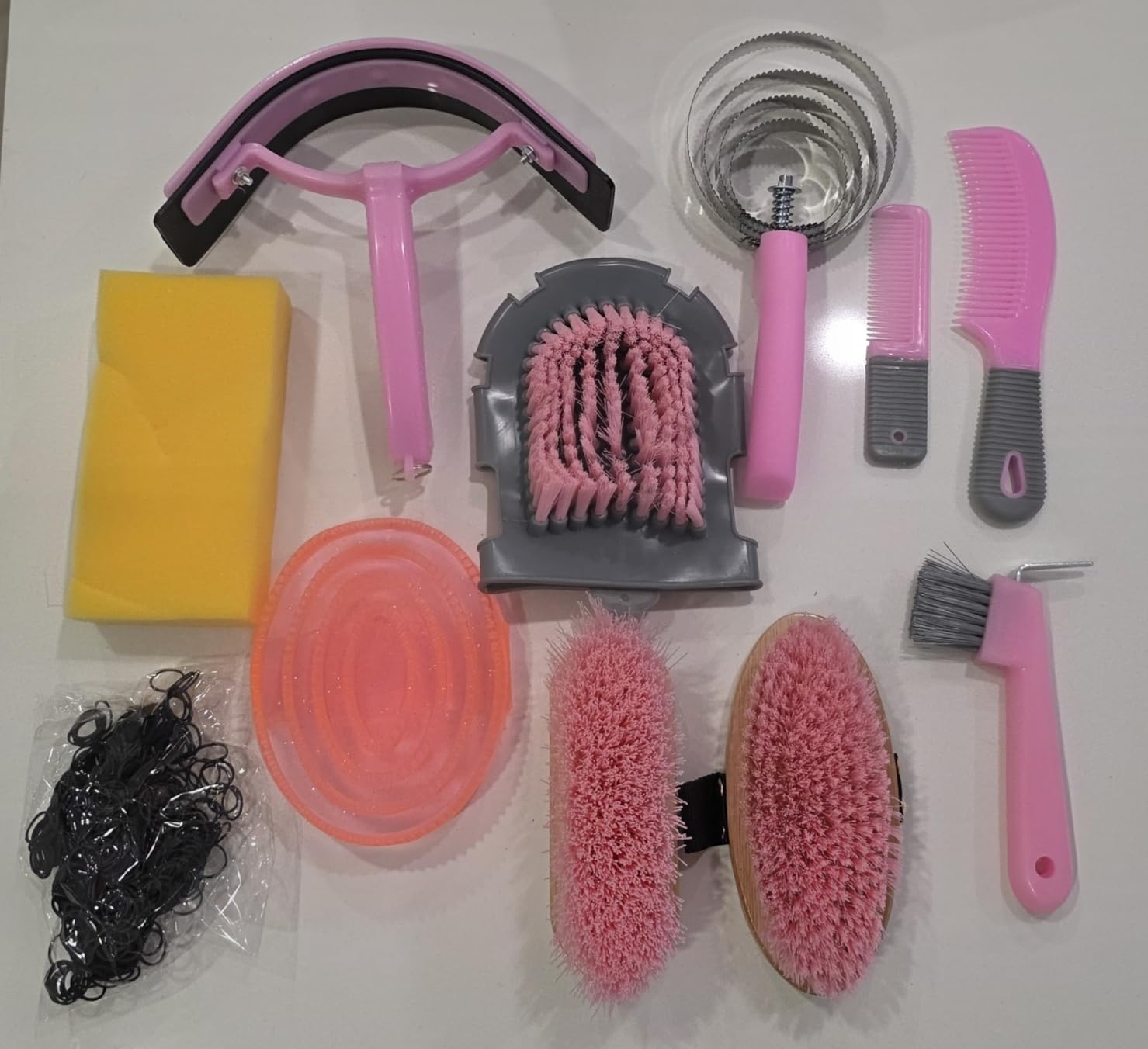 Abbylike 12 Piece Horse Grooming Kit with Organizer Tote Bag Brush Sets for Derby Day Show Horses Professional Tools for Care & Massage (Khaki and Green) customer photo 2