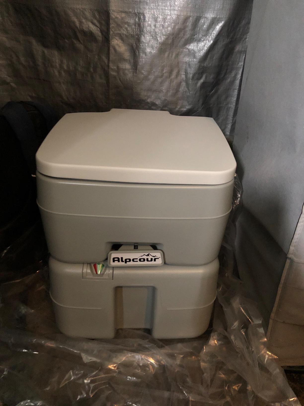 Alpcour Portable Toilet - Compact Indoor & Outdoor Commode w/Travel Bag for Camping, RV, Boat - Piston Pump Flush, 6 Gallon Waste Tank, Built-In Pour Spout & Washing Sprayer for Easy Cleaning customer photo 2