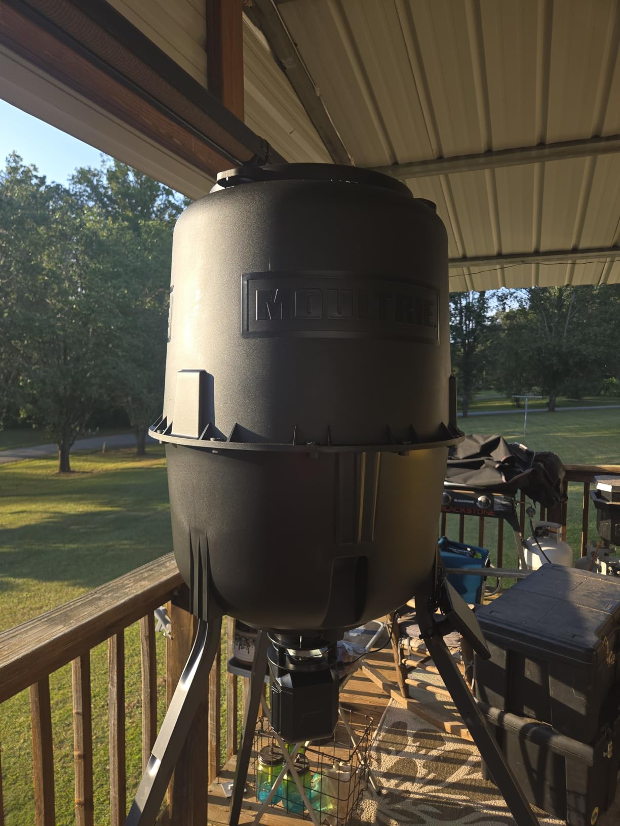Moultrie 250 Lb Pro Hunter III Tripod Feeder - Bluetooth App Control, pairs with Edge 3, 10 daily feed times, large 250 lb capacity, solar ready, easy programming customer photo 1