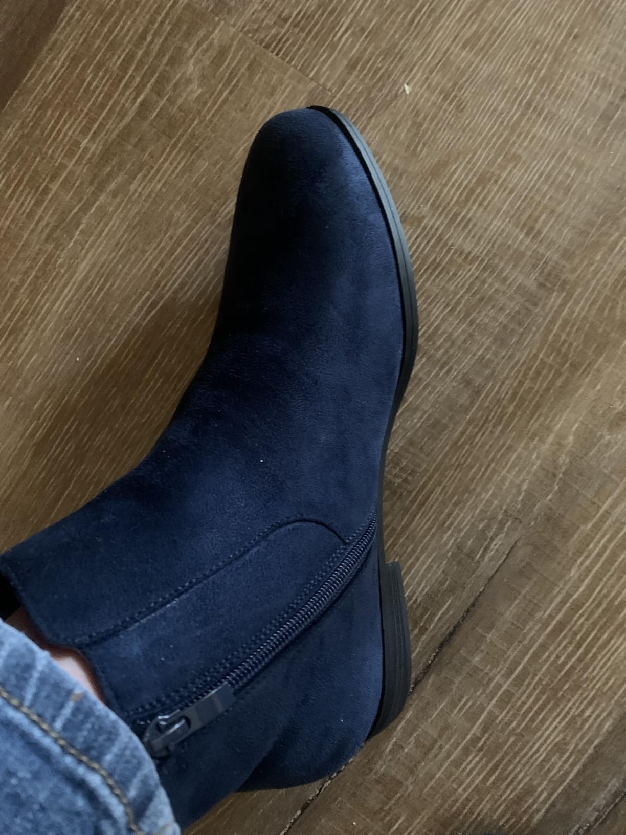 Women's Chelsea Ankle Boots Low Heel Fashion Almond Toe Dress Booties with Side Zipper customer photo 1