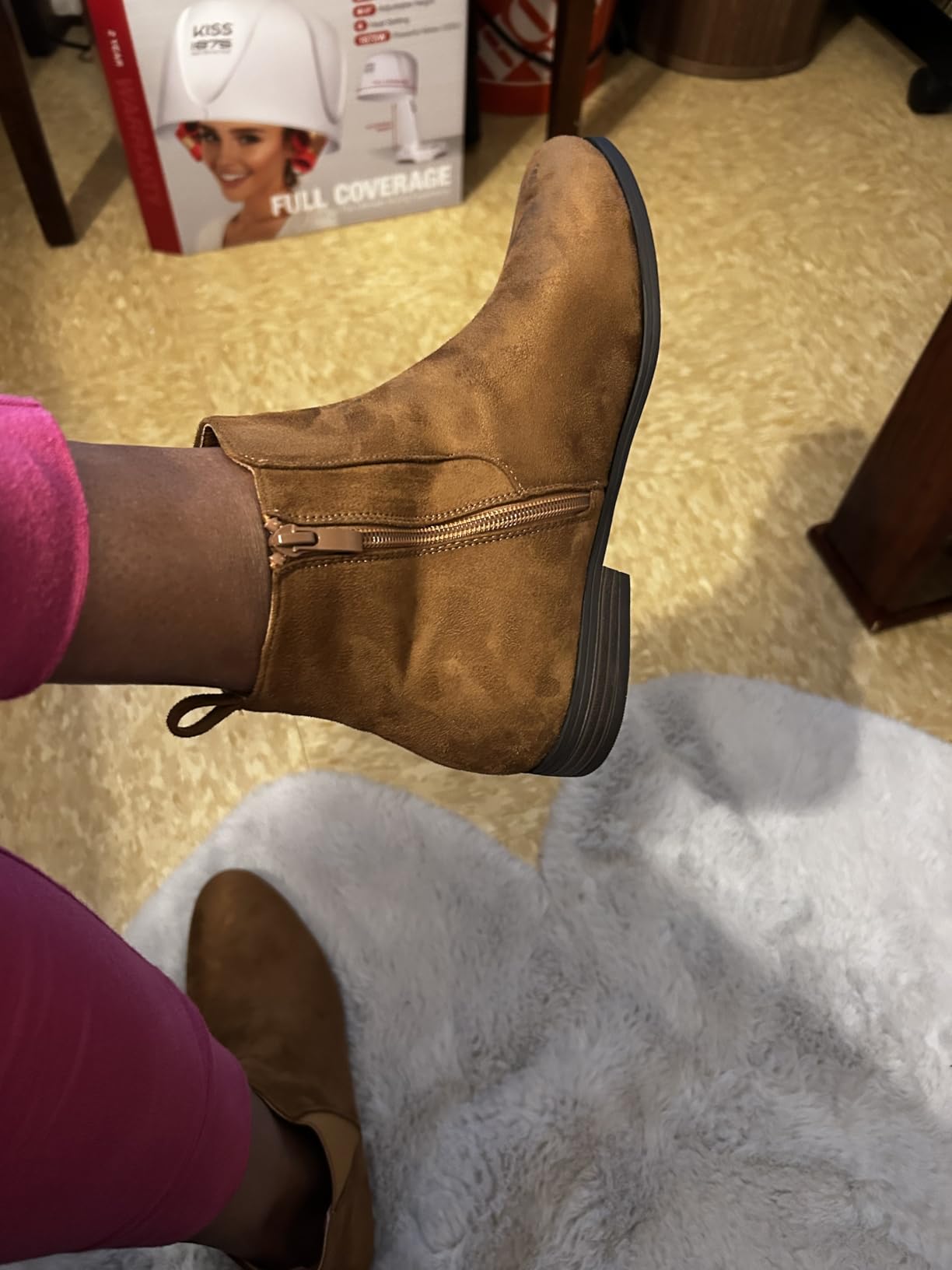 Women's Chelsea Ankle Boots Low Heel Fashion Almond Toe Dress Booties with Side Zipper customer photo 2