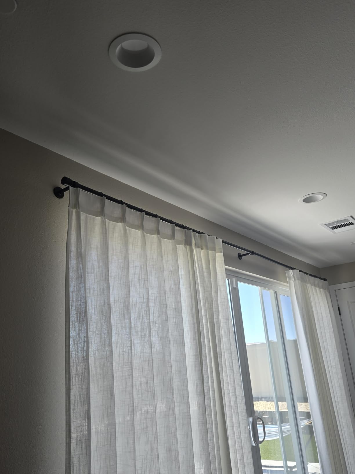 Heavy Duty Extra Long Curtain Rods 144-240 Inches, Adjustable for 12-20ft Large Windows & Sliding Doors - 1 Inch Thick Metal Reinforced Brackets, Black Curtain Drapery Rod for Living Room Outdoor Patio customer photo 1