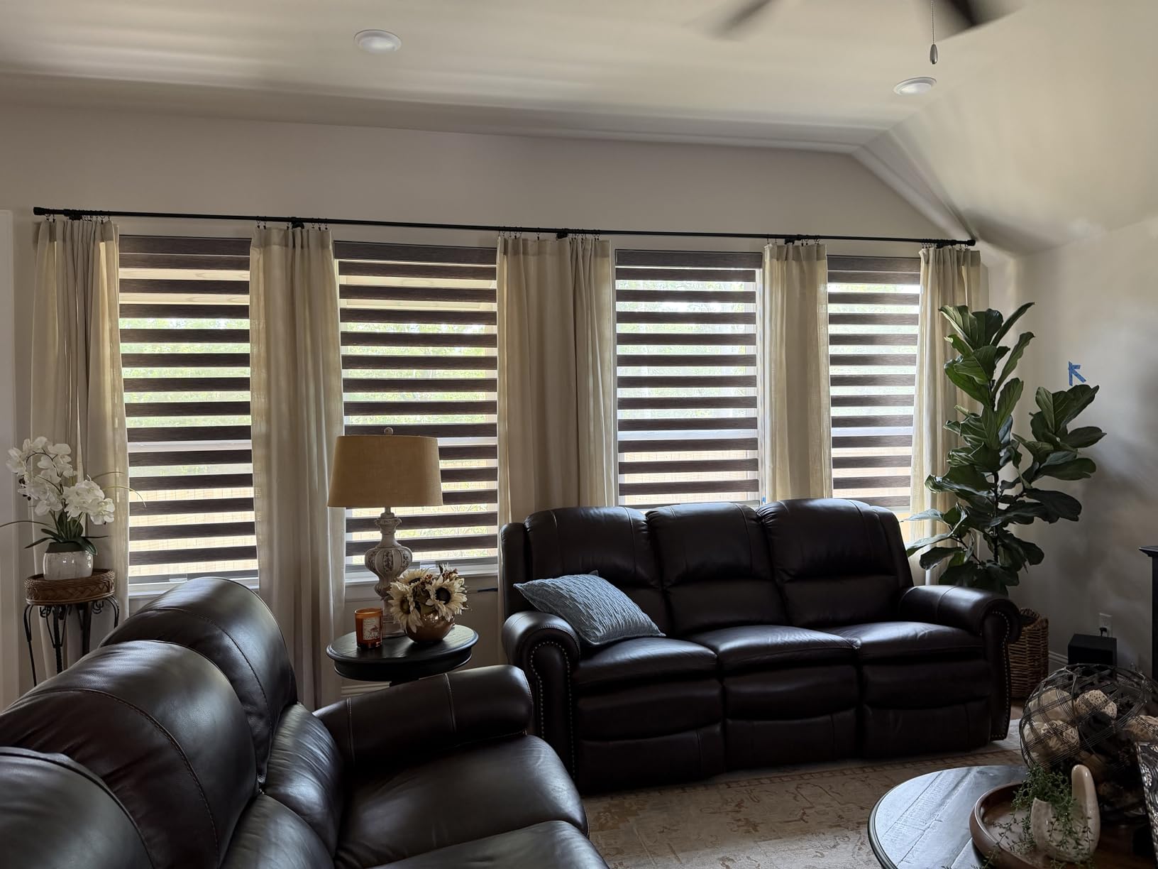 Heavy Duty Extra Long Curtain Rods 144-240 Inches, Adjustable for 12-20ft Large Windows & Sliding Doors - 1 Inch Thick Metal Reinforced Brackets, Black Curtain Drapery Rod for Living Room Outdoor Patio customer photo 2
