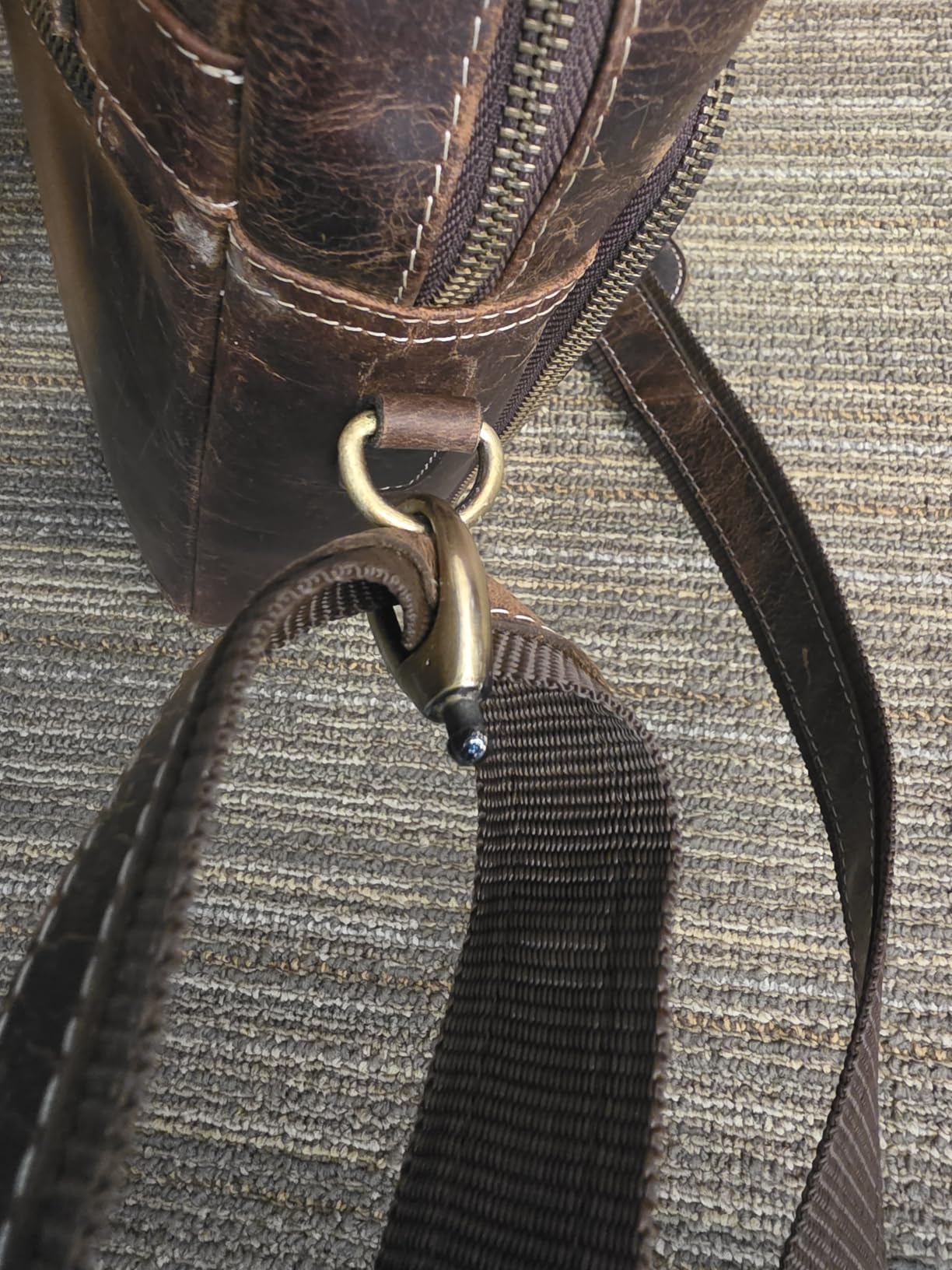 Full Grain Leather Messenger Bag for Men, 16
