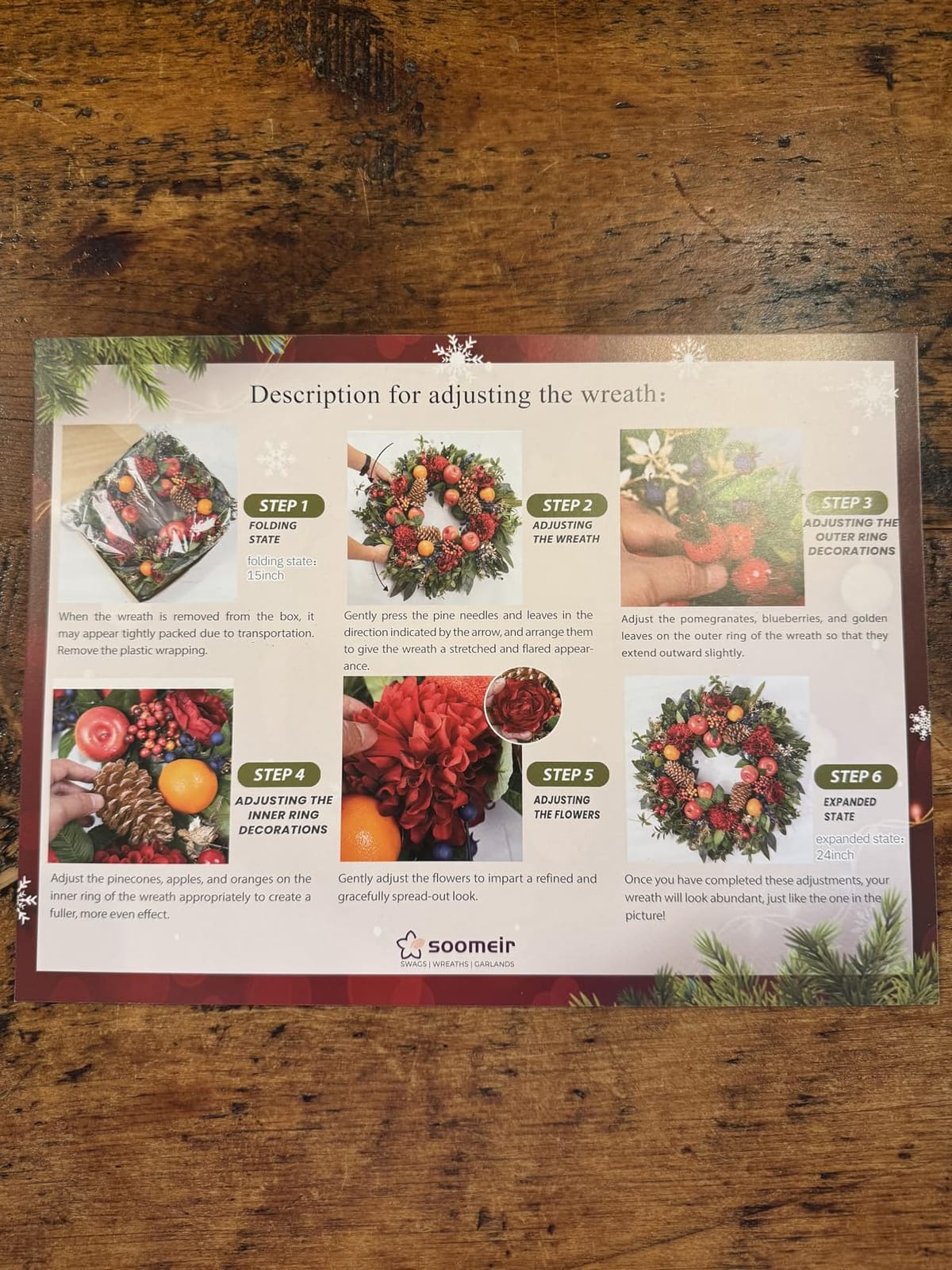 Christmas Wreaths for Front Door with Lights 24 Inch Christmas Wreath with Red Flowers, Apples, Oranges, Pine Cones, Berries and Greenery - Holiday Wreath Front Door Indoor Outdoor Winter Decor customer photo 2