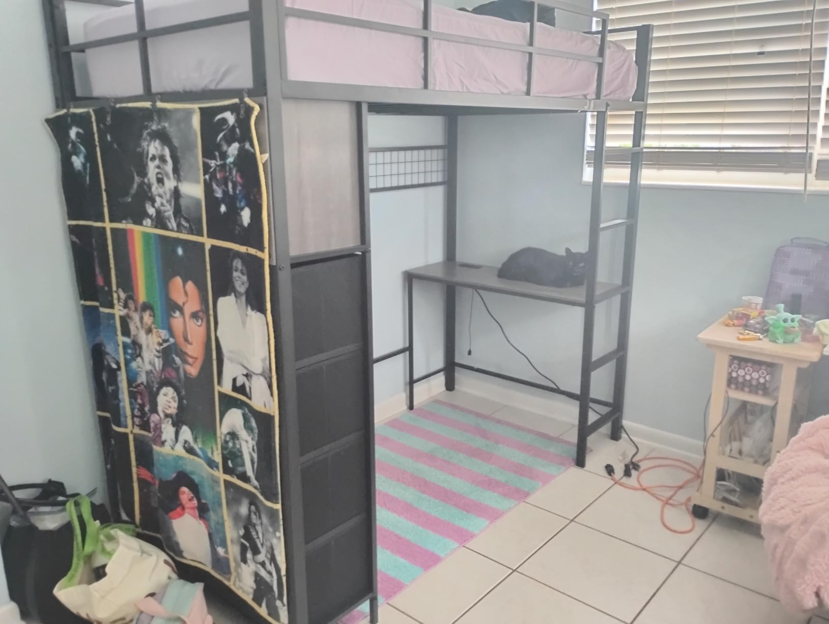 ADORNEVE Loft Bed Full Size with Desk and 8 Storage Drawers, LED Metal Loft Bed with Power Outlet, 2 Shelves & Clothing Rack, Bed with Safety Guardrail & Ladder, Space-Saving, White customer photo 1
