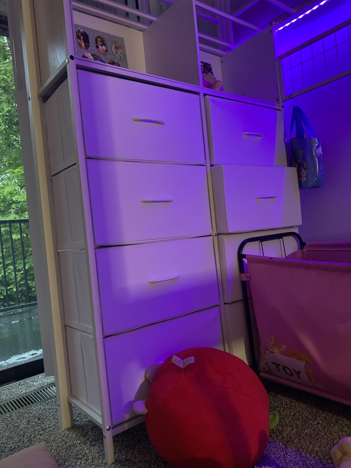 ADORNEVE Loft Bed Full Size with Desk and 8 Storage Drawers, LED Metal Loft Bed with Power Outlet, 2 Shelves & Clothing Rack, Bed with Safety Guardrail & Ladder, Space-Saving, White customer photo 2