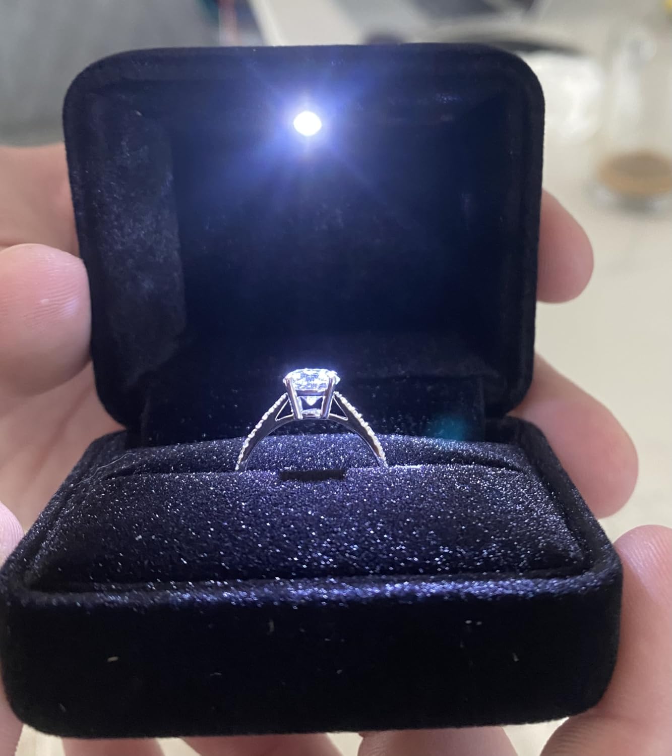 1-3 Carat Lab Grown Diamond Engagement Rings for Women, 14K White Gold Classic 4-Prong IGI Certificate Round Cut Halo Ring, D-E Color VS1-VS2 Clarity customer photo 2