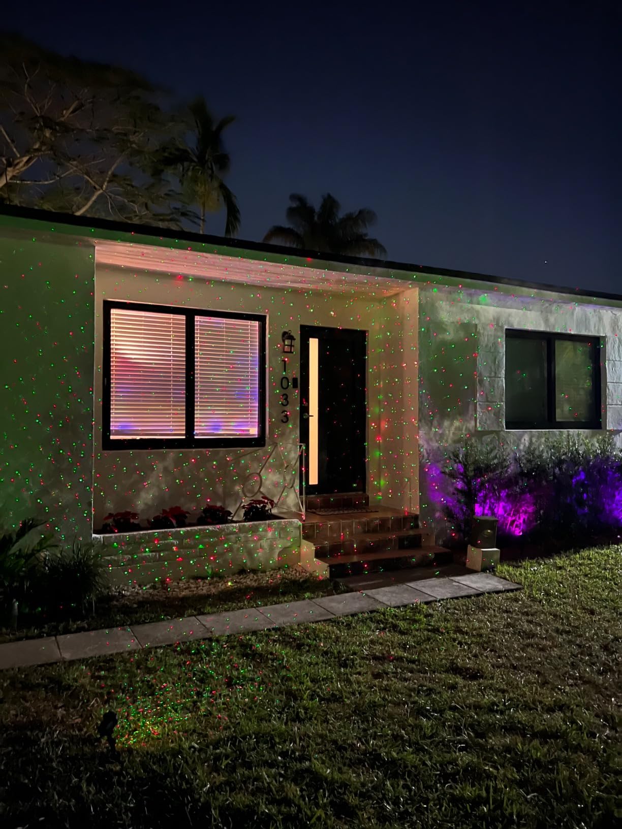 CAIYUE Outdoor Christmas Projector, Three Color RGB Waterproof Projector with Remote Control and Timer customer photo 1