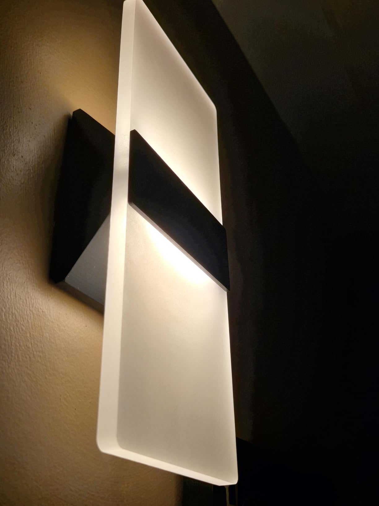 Modern LED Wall Sconce, Dimmable Indoor Wall Light, 5CCT 2700K-5000K Adjustable, Hardwired Acrylic Wall Lights for Living Room Bedroom Bathroom Hallway, 12 Inch, Black, Damp Rated, ETL customer photo 2
