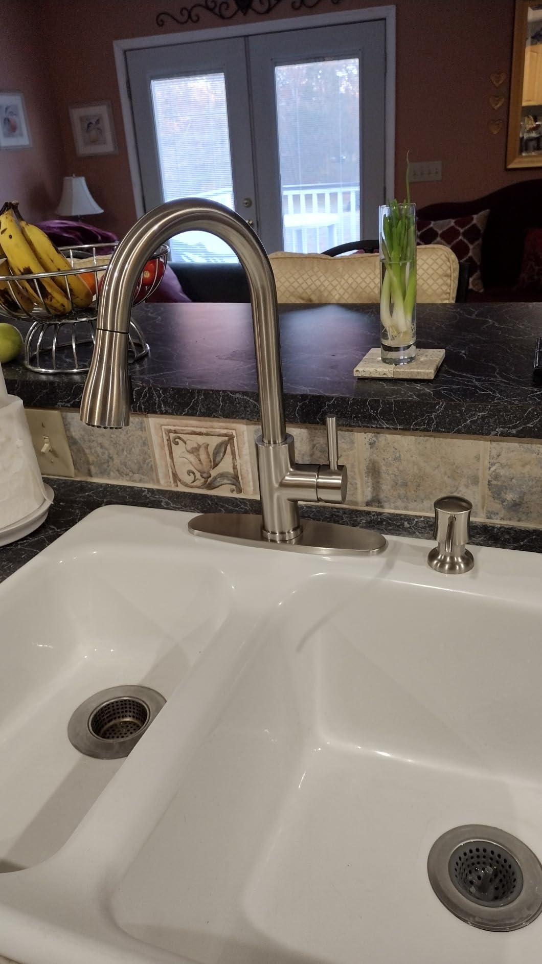 WEWE Touchless Kitchen Faucet with Soap Dispenser Set, Brushed Nickel | 3-Mode Sprayer, 360-Degree Swivel, Pull-Down Hose, SUS 304, 1- or 3-Hole Fit customer photo 2