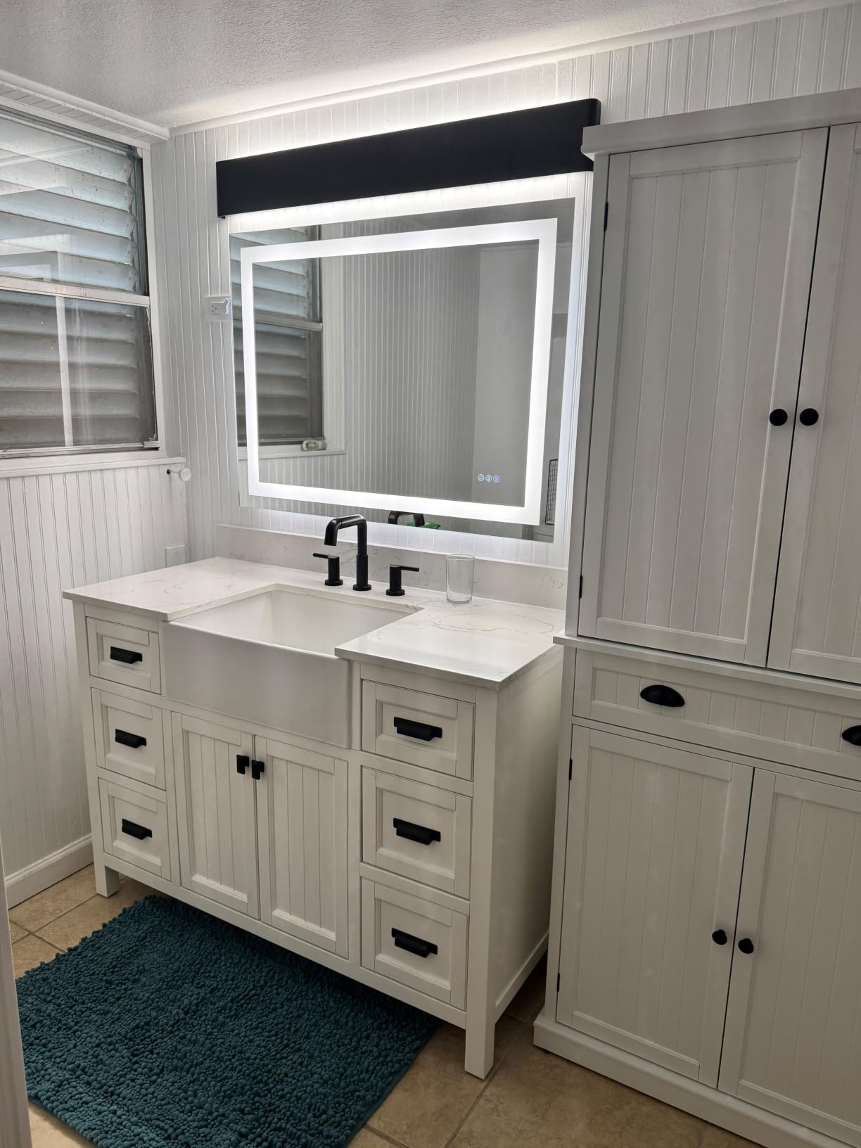 42 Inch Bathroom Vanity with Sink, Steel Blue | Solid Wood Fully Assembled Bathroom Vanities with 2 Soft Closing Doors, 3 Dovetail Drawers, Quartz Top & Backsplash customer photo 2