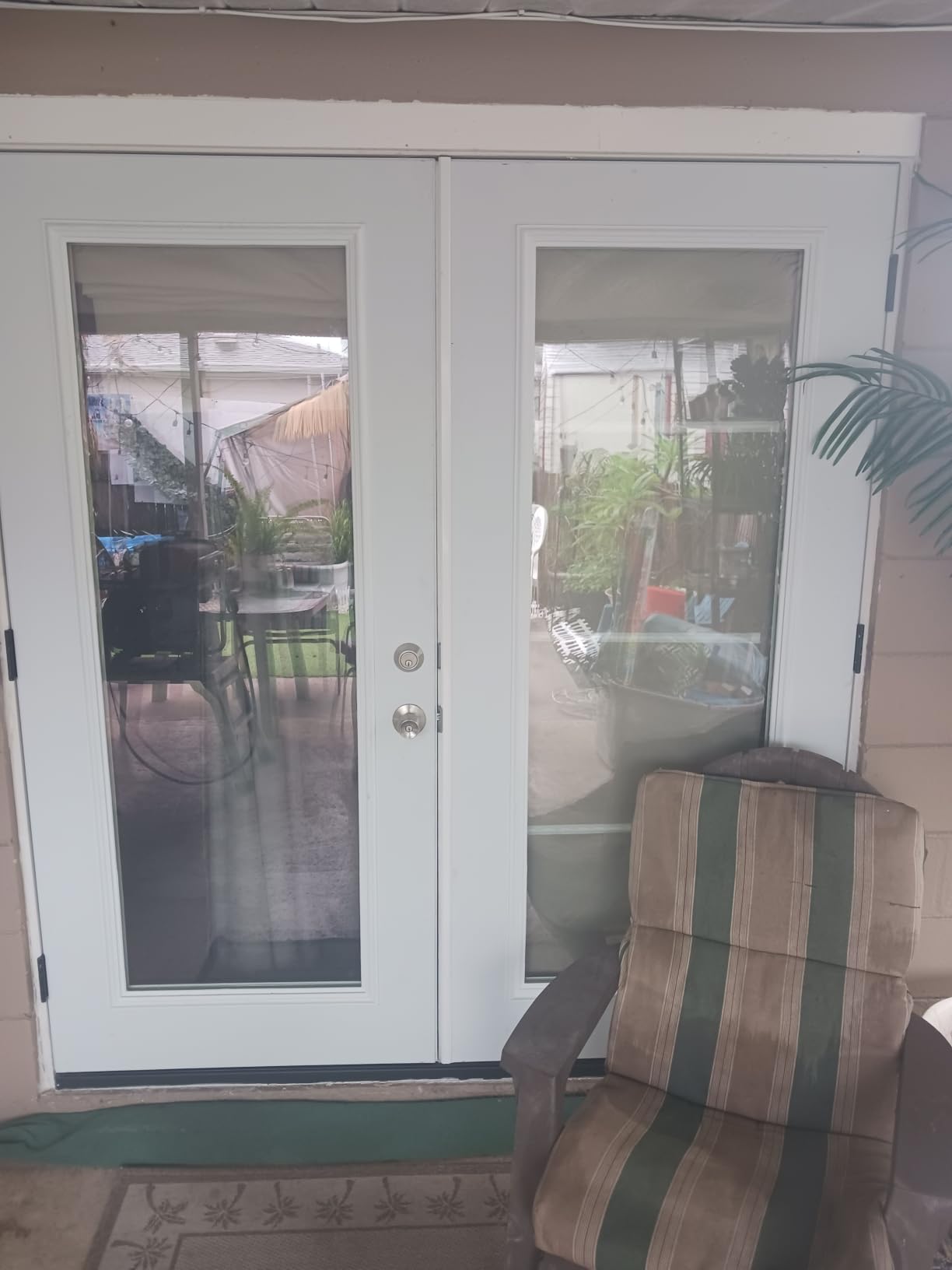 NICETOWN 100% Blackout Linen French Door Curtain for Door Window, Cordless No Drill Roman Shades with Magnetic Lift for Indoor Windows, No Tools Privacy Window Blind, Natural, W 27 x L 72, 1 Panel customer photo 1