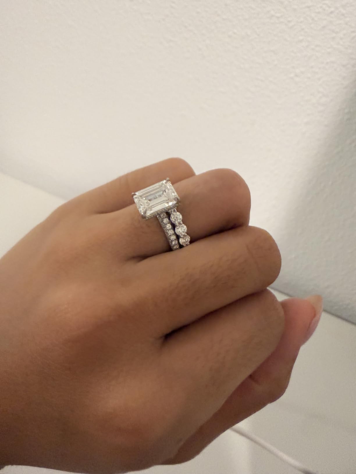 Moissanite Wedding Band for Women, 3MM 18K White Gold Plated Sterling Silver Full Eternity Ring D Color VVS1 Round Cut Anniversary Promise Jewelry customer photo 1