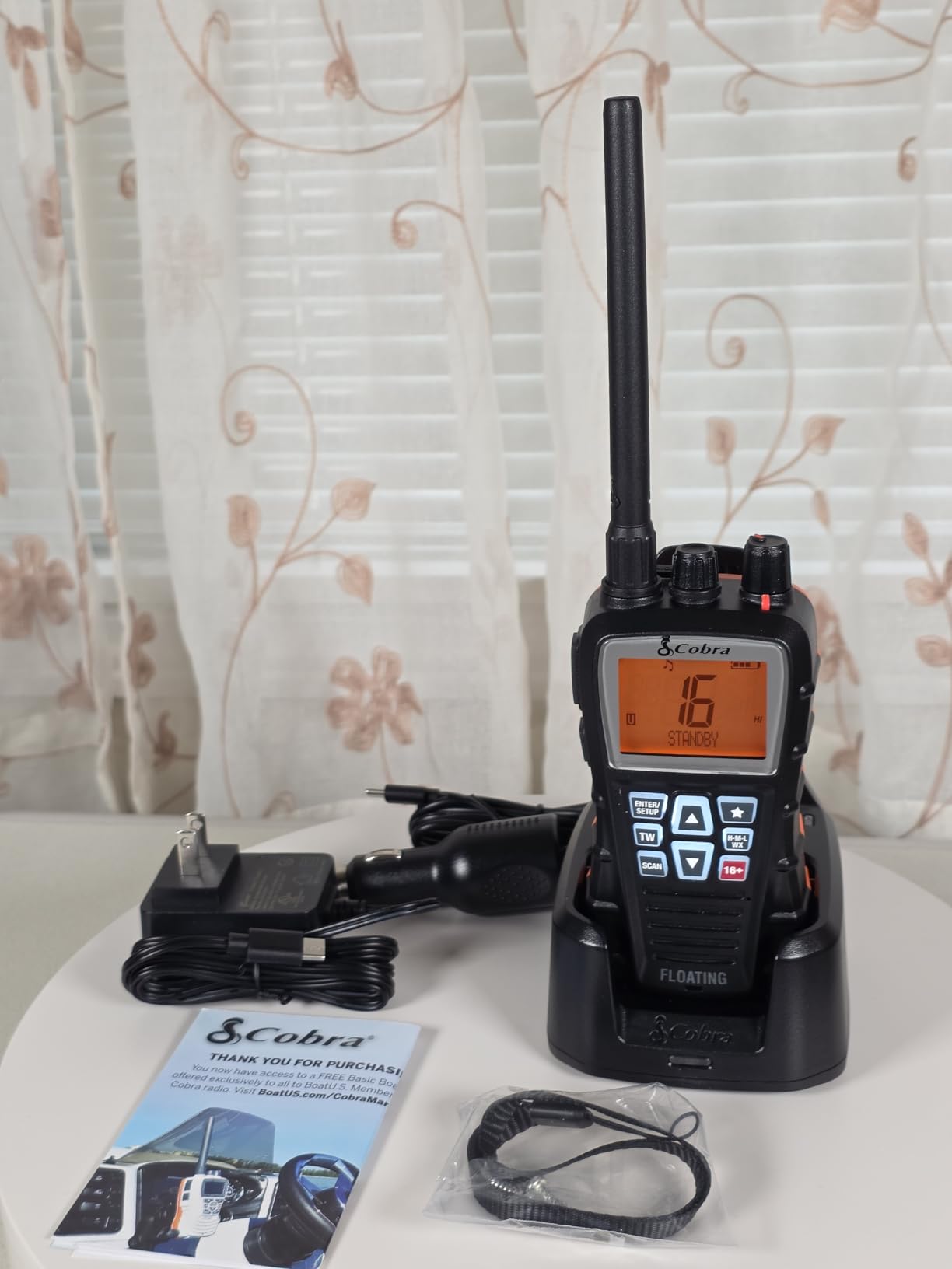 Cobra BlueBound 350 VHF Handheld Marine Radio, Black - 6-Watt, Floats | Long Range, NOAA Weather Alerts, International Functionality, IPX7 Waterproof, USB-C, Submersible, LCD Screen, Belt Clip customer photo 1