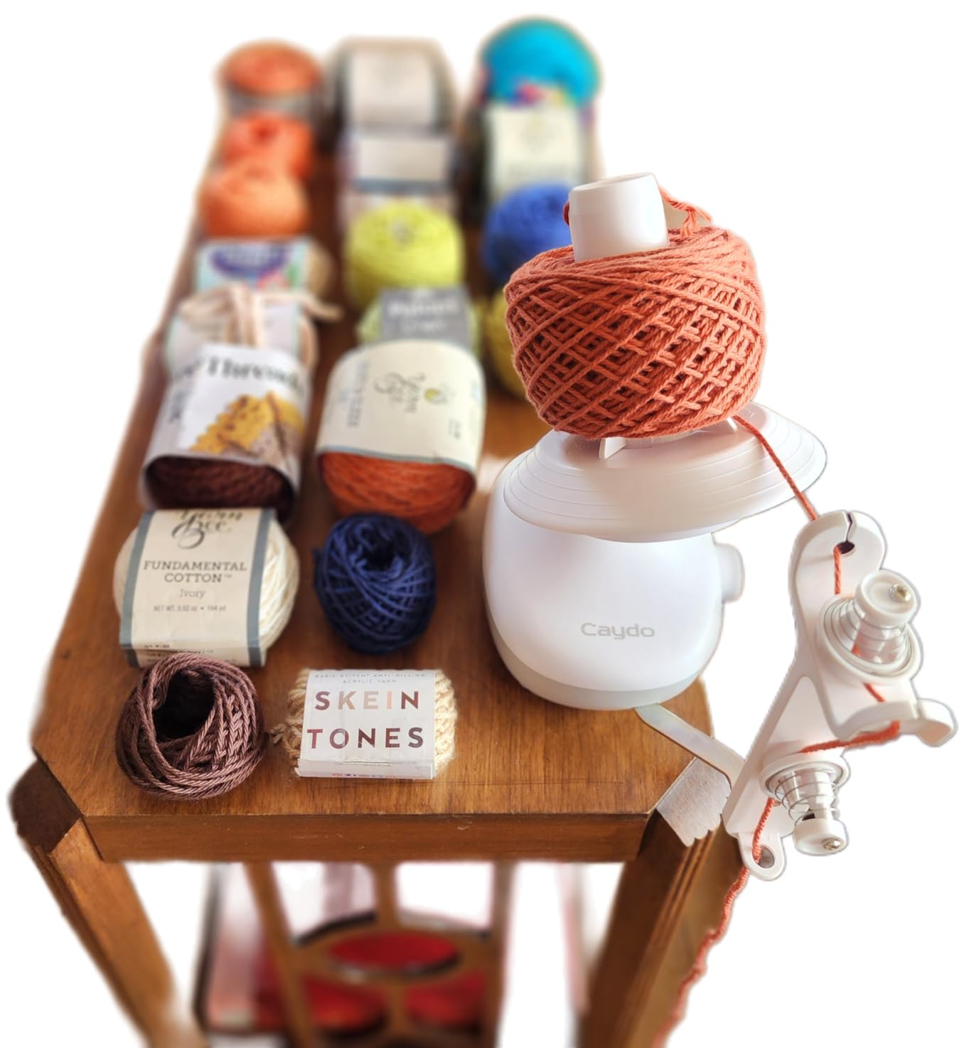 Caydo Electric Yarn Winder, Effortless Yarn Organizer for Crochet Lovers | Auto Winding with Dual Tension Spring Stepless Speed, Compact 7oz Pretty Cake, Ideal Craft Helper for Yarn Enthusiasts White customer photo 2