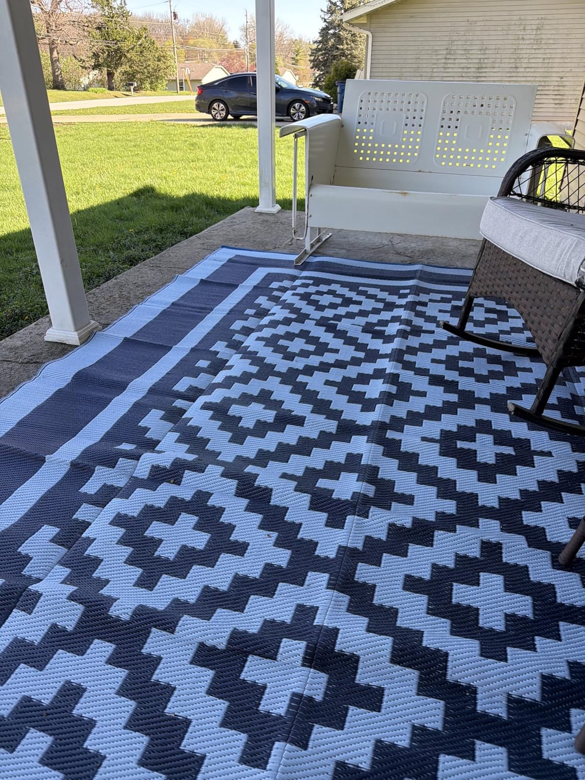 Kohree Outdoor Rug, Leaf, 8x10, Grey & White | Waterproof, Reversible, UV Fade Resistant, Easy Cleaning, with Carry Bag for Patio, Porch, Camping, Balcony, Backyard customer photo 1