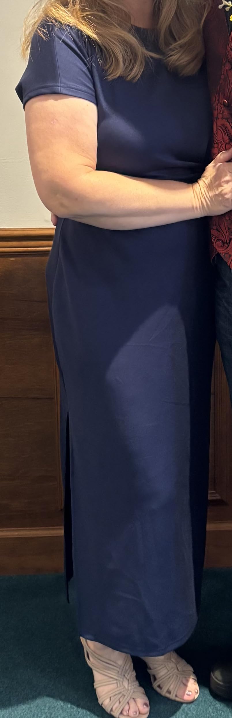 ANRABESS Womens Summer Wrinkle-Free Maxi Dress | Crew Neck, Tie Waist Split Fit Long Fashion Dresses, Casual Dressy, Travel Vacation Outfits, 2026 Fall Layer customer photo 2