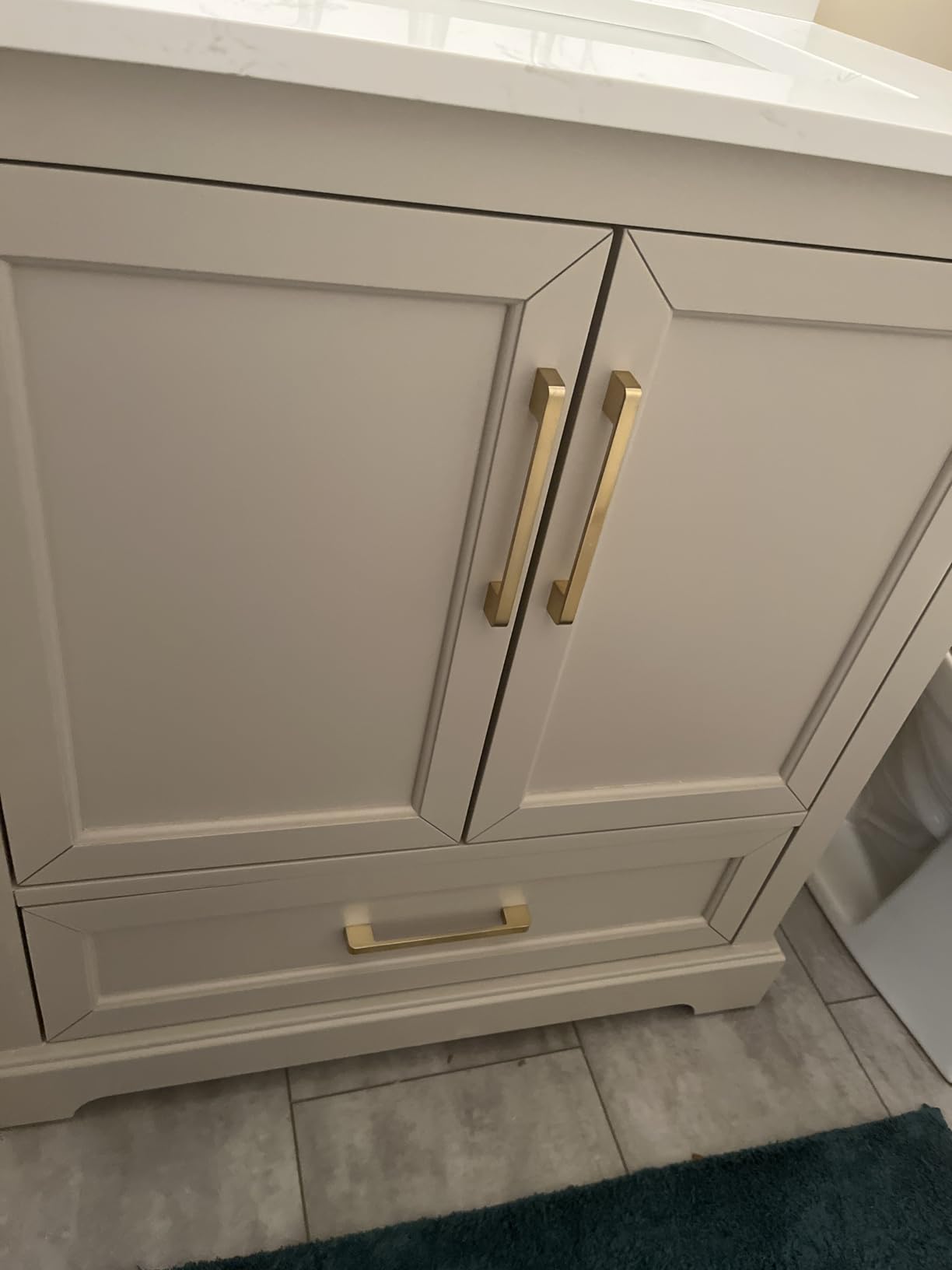 60 Inch Bathroom Vanity with Double Sink Combo, Greige | Solid Wood Frame with Marble Top & Backsplash, Fully-Assembled with 4 Soft-Closing Doors & 5 Dovetail Drawers customer photo 2