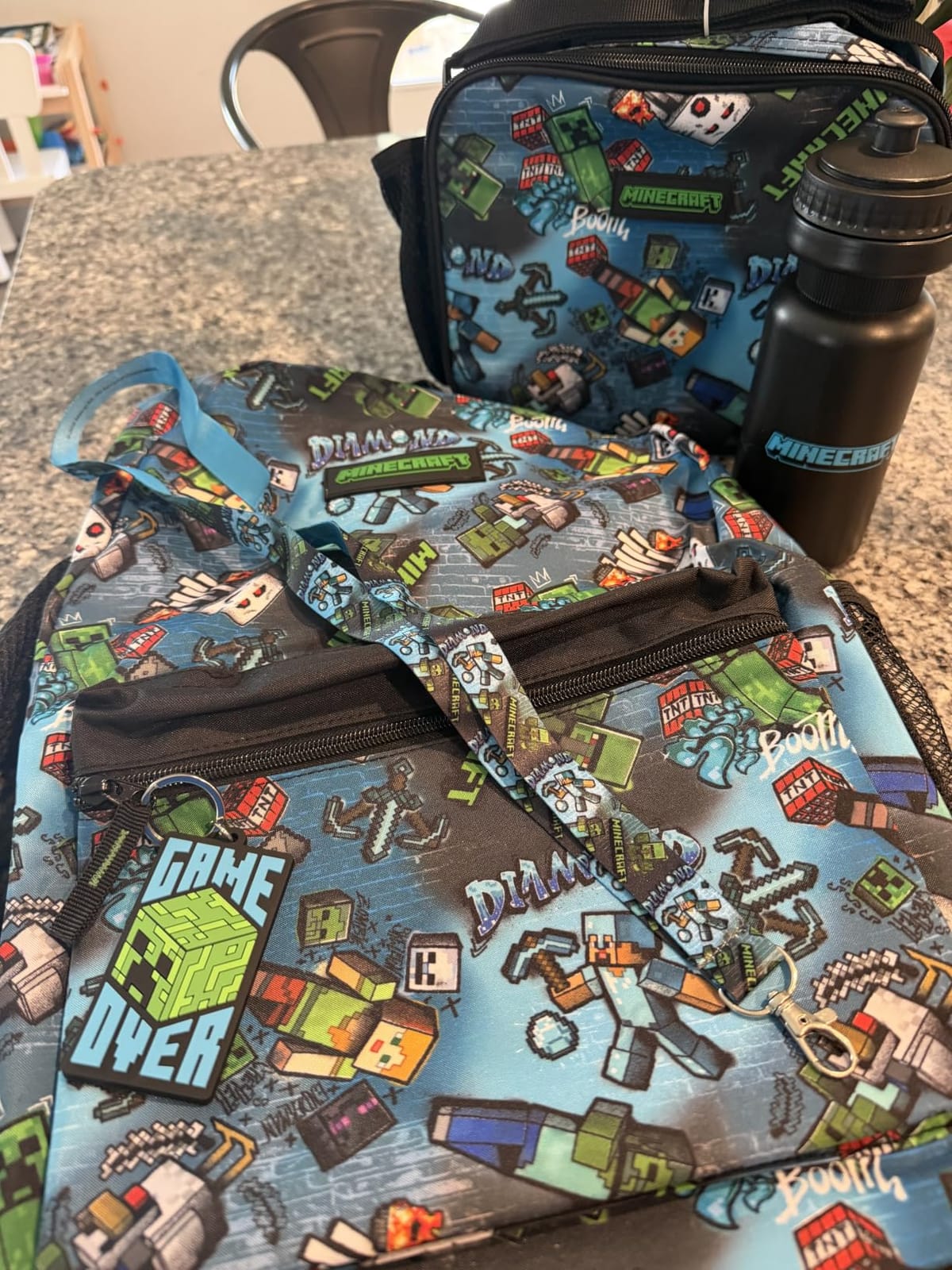 Get Trend Minecraft Kids Backpack Set for Boys with Insulated Lunch Bag, Water Bottle, Lanyard, & Charm, 5 Pc Book Bag with Padded Straps for School, Travel, Creeper Gamer Gifts customer photo 1