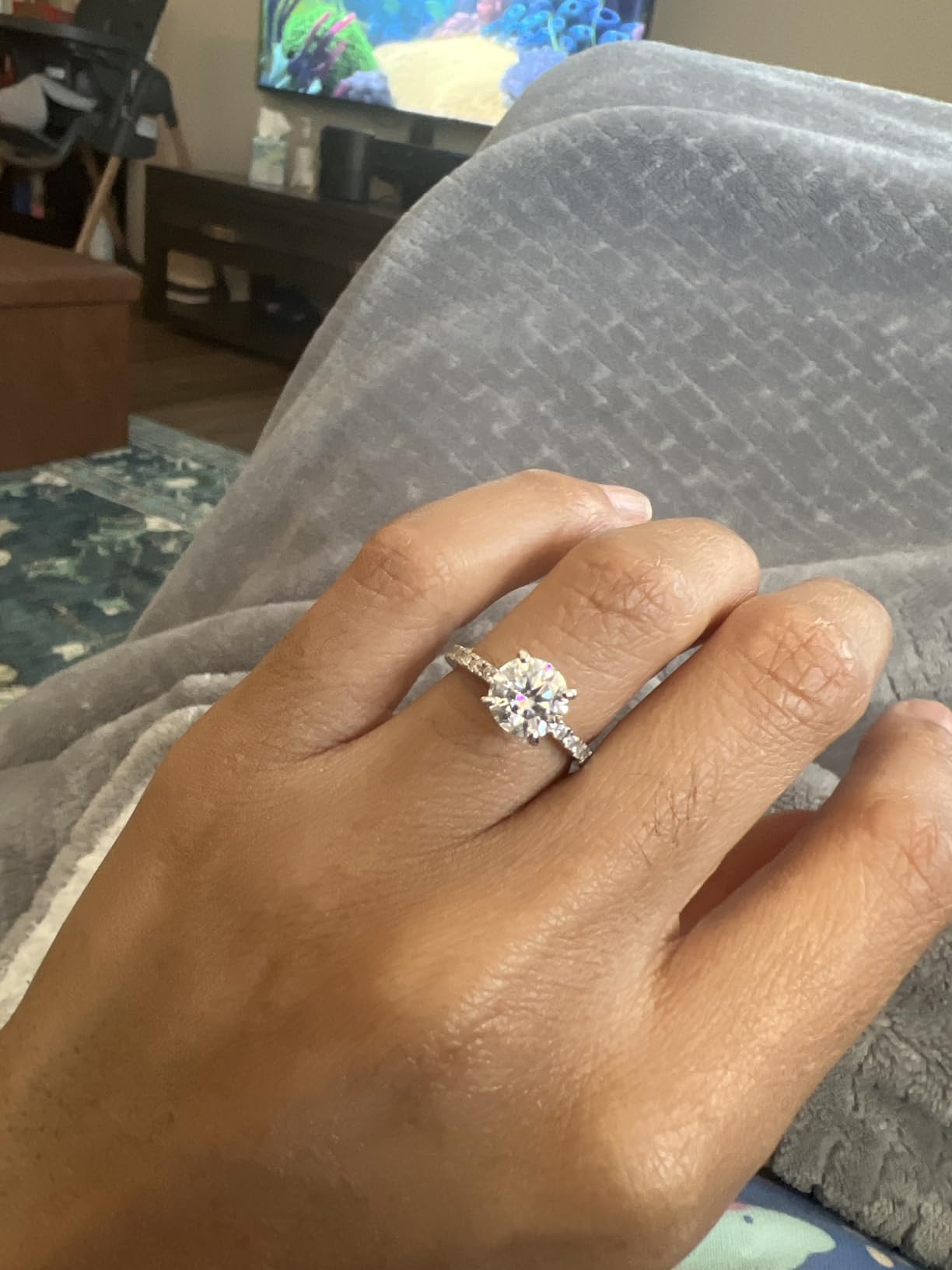 1.2/1.5CT Moissanite Engagement Rings for Women, D Color VVS1 Clarity, 925 Sterling Silver Round Cut Moissanite Wedding Promise Rings for Her Size 4-10 customer photo 1