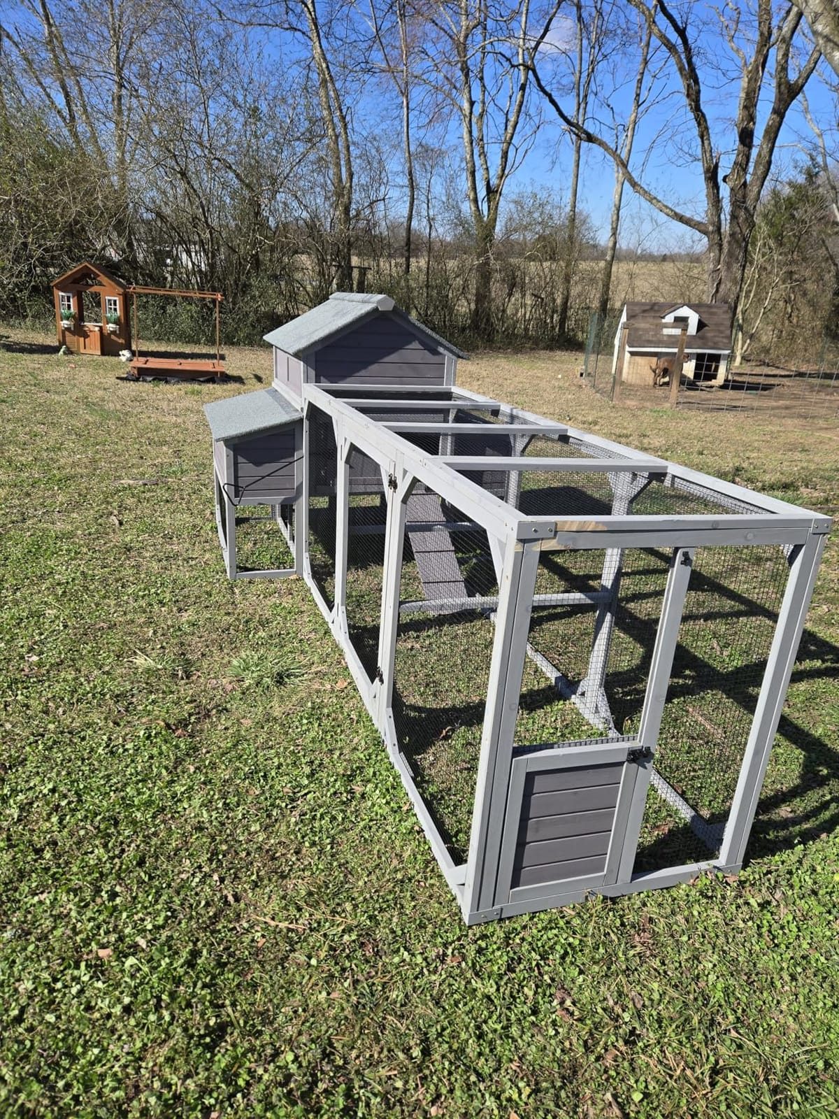 Large Chicken Coop with Run, Mobile Chicken House with Wheels and All-Around Iron Frame, Chicken Tractor Poultry Cage for 6-8 Chickens, Nesting Box, Metal Pull-Out Tray customer photo 2