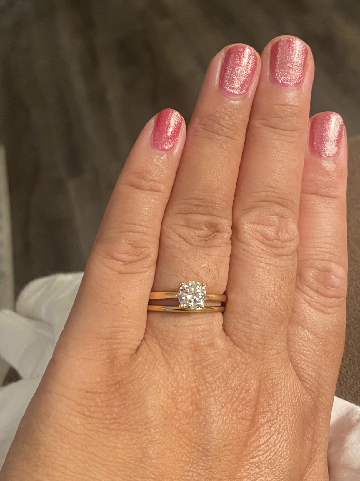 0.3-2 Carat Lab Grown Diamond Engagement Rings for Women, 14K Gold Plated Sterling Silver Rings, IGI Certificate Round Cut Diamond Solitaire Promise Ring, Size 5-9, Classic 4-Prong Wedding Band customer photo 1