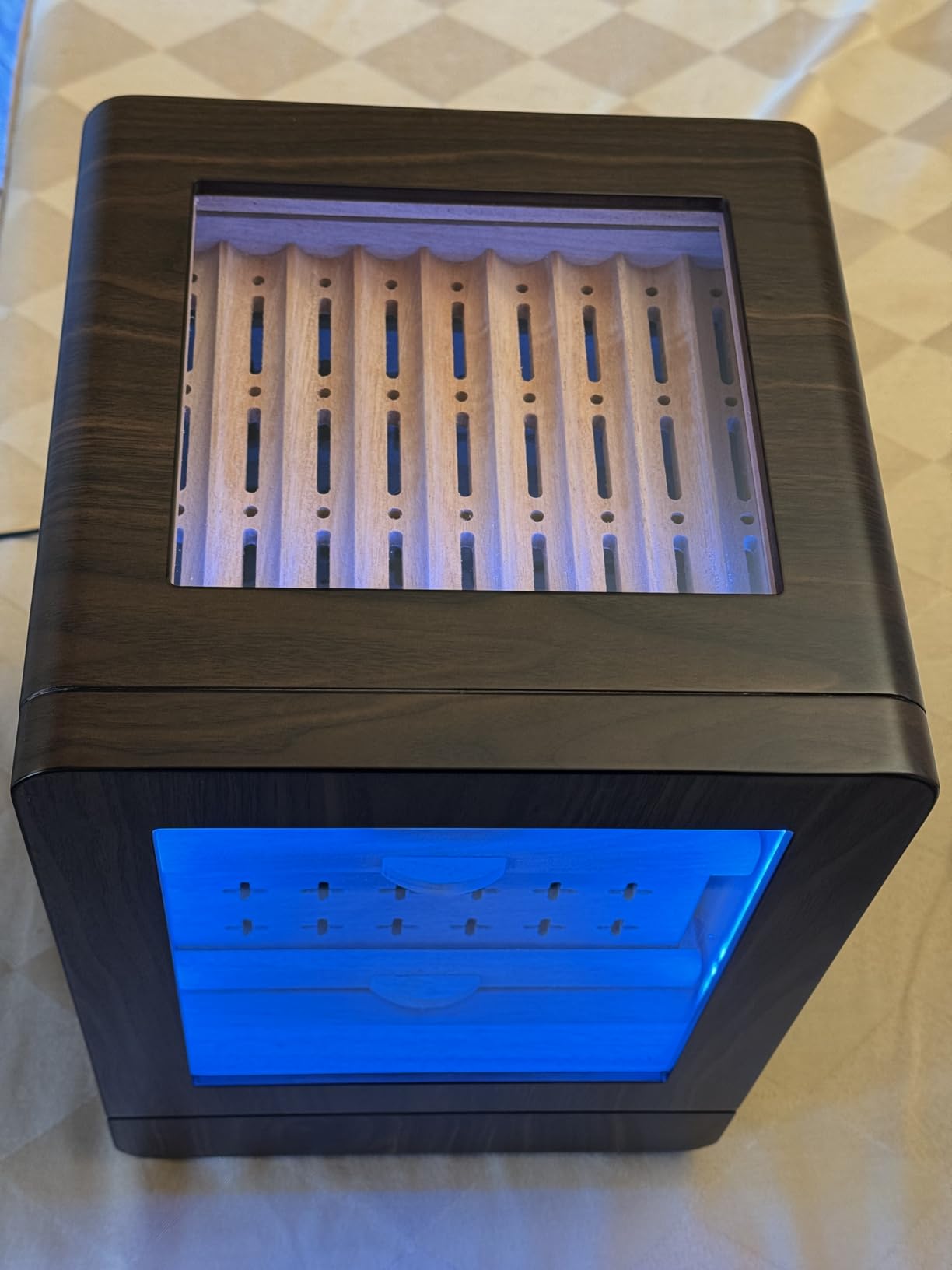 Flauno Electric Cigar Humidor Cabinet with Dual-Fan Air Circulation System | 3 Layers for 80-100 Capacity, Spanish Cedar Wood, Digital Hygrometer, Adjustable LED Lighting, Accessory Drawer, Gift for Men customer photo 2