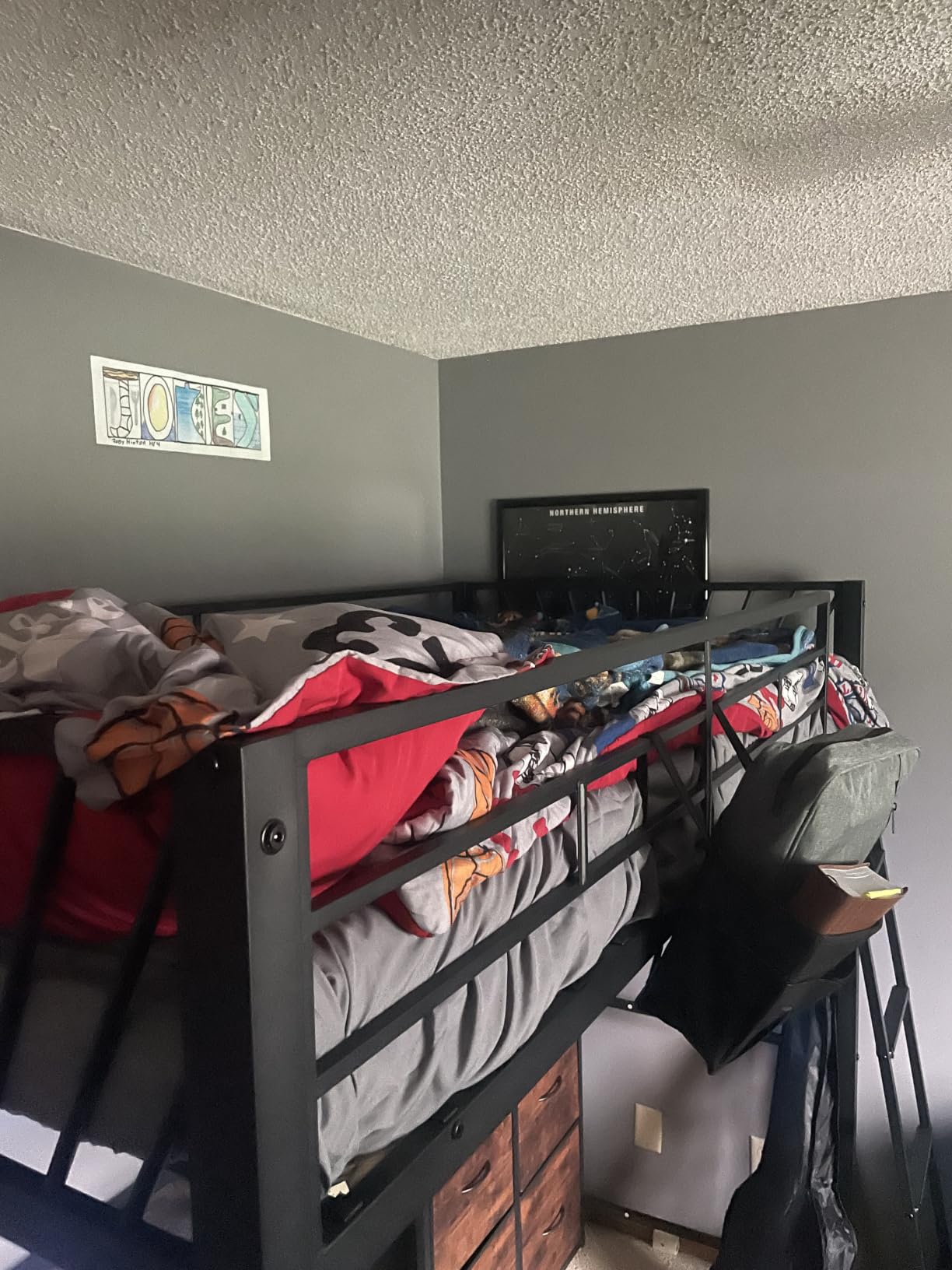 Decofy White Twin Loft Bed with Desk and 6 Storage Drawers, Metal Twin Size Loft Beds with Charging Station, RGB LED Lights, and Pegboard & Hanging Rod for Kids, Teenager customer photo 2