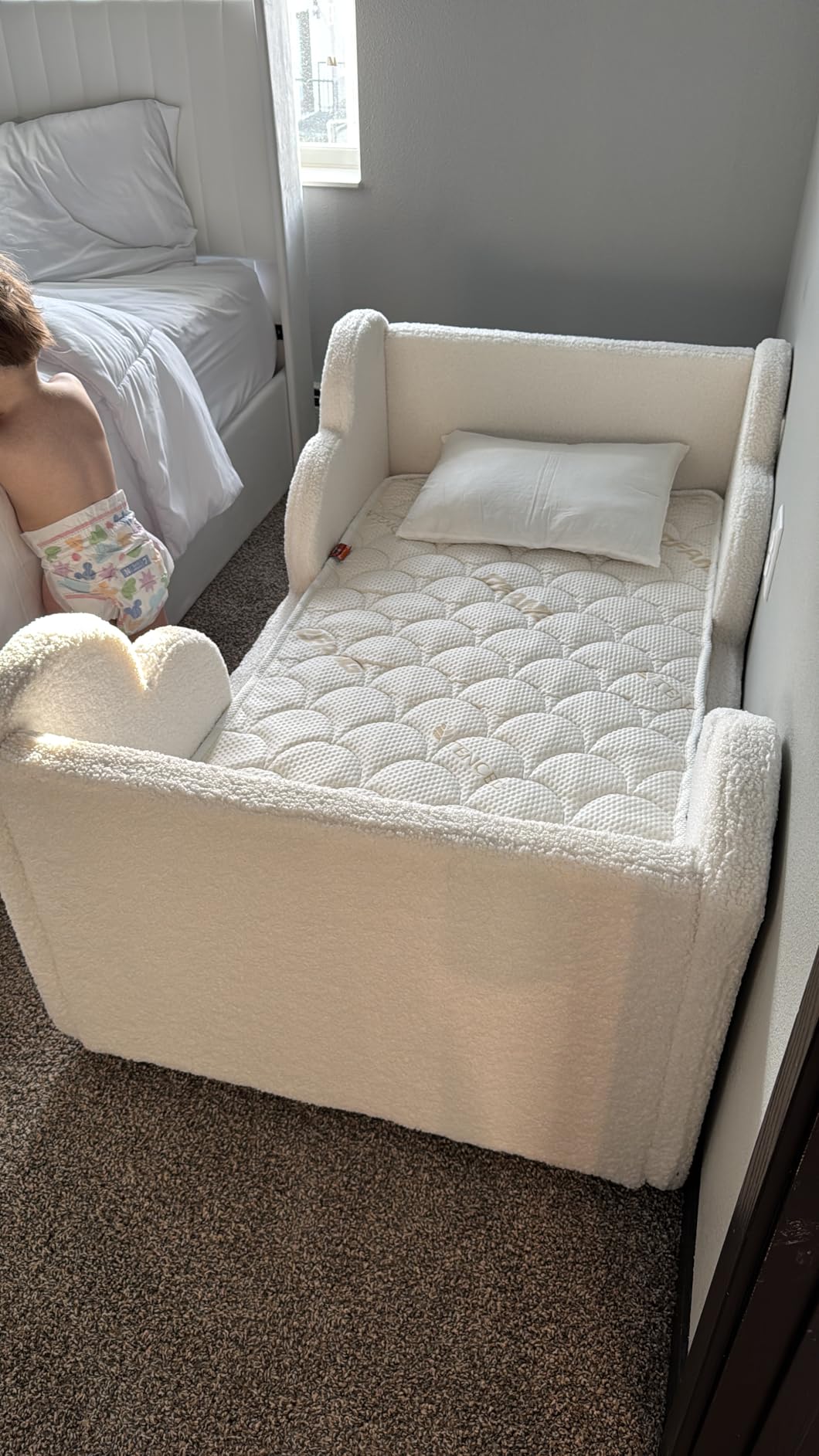 DoCred Toddler Bed, Upholstered Toddler Floor Bed for Girls & Boys, Crib Size customer photo 1