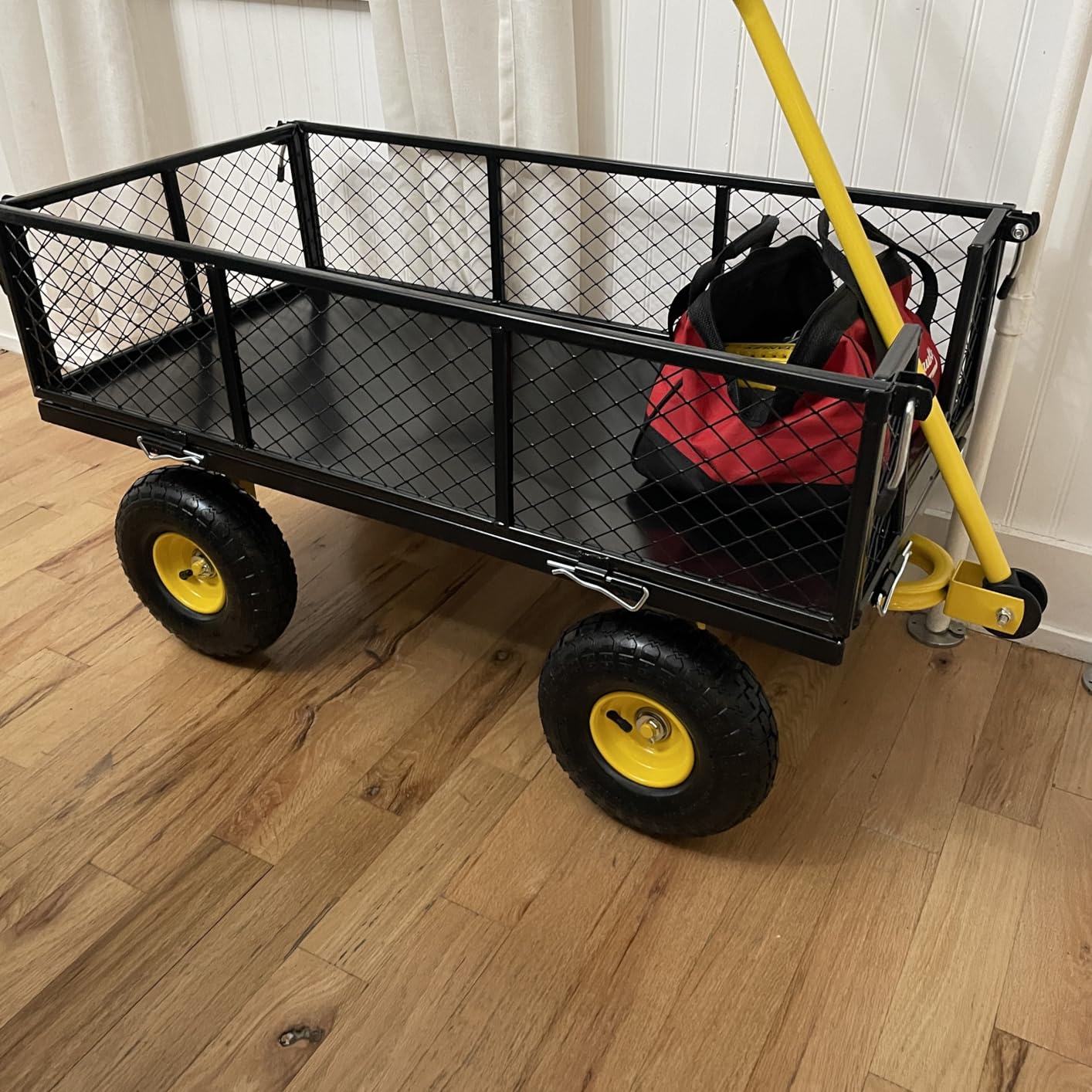 VEVOR 500 LBS Steel Garden Cart with Work Seat, Heavy Duty Garden Wagon Cart on Wheels, Outdoor Metal Utility Yard Wagon Gardening Stool customer photo 2