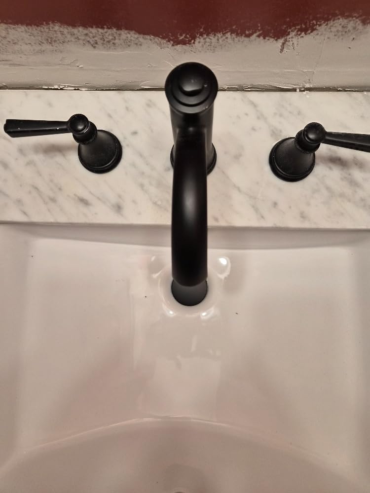 Oil Rubbed Bronze Bathroom Faucet 3 Hole, 8 Inch 2 Handles with Drain | Lead-Free Brass, Widespread Bathroom Sink Faucet, Pre-installed cUPC Supply Lines, 10 Mins Install, For Vanity Rv Farmhouse customer photo 1