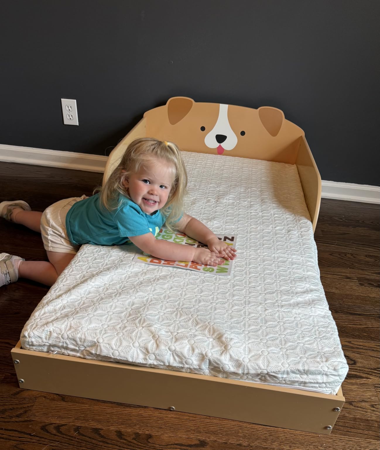 Delta Children Unicorn Wood Floor Toddler Bed with Reusable Stickers, Purple customer photo 2