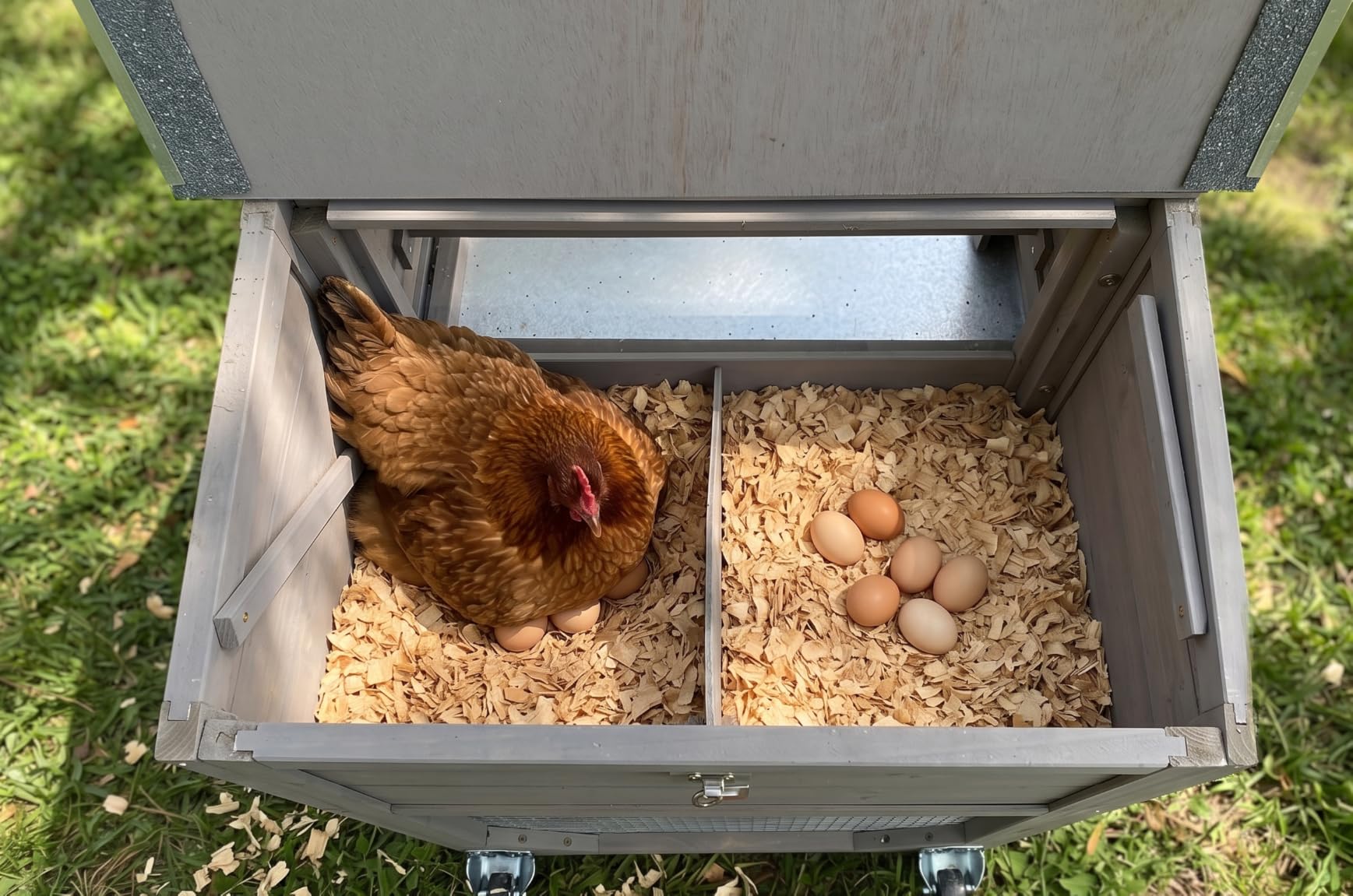 Large Mobile Chicken Coop for 4-6 Chickens with Wheels, 95