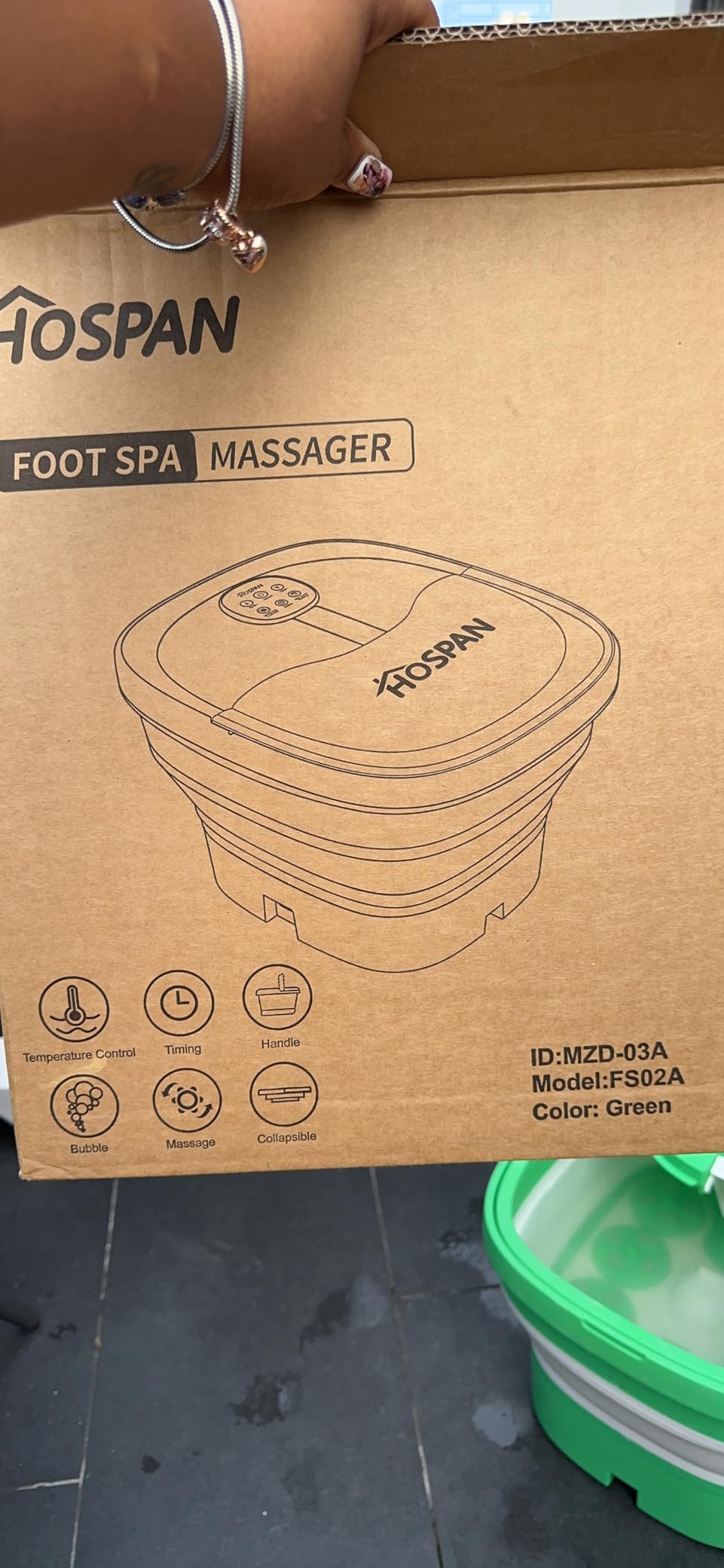 Collapsible Foot Spa Electric Rotary Massage with Heat, Bubble, Remote | 24 Motorized Shiatsu Massage Balls, 95°F-118°F Adjustable Heat, Handle, Collapsible Design, Foot Bath for Foot Stress Relief customer photo 2