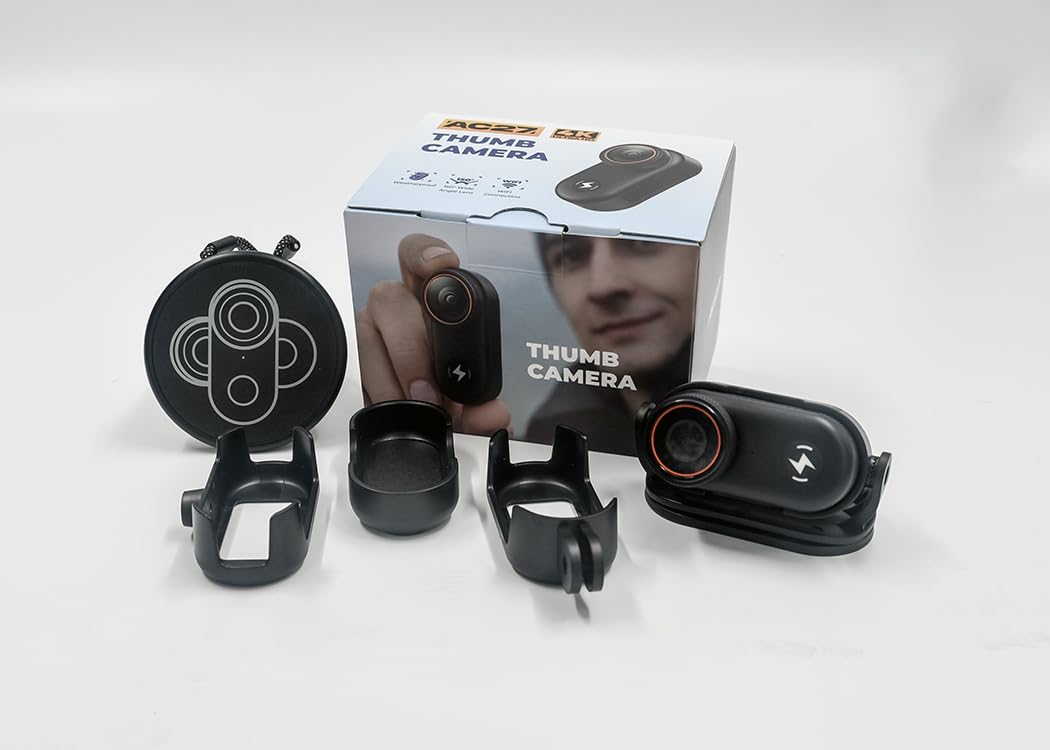 4K Mini Body Camera with 64GB Card, Thumb Action Camera Magnetic Mount 1.47