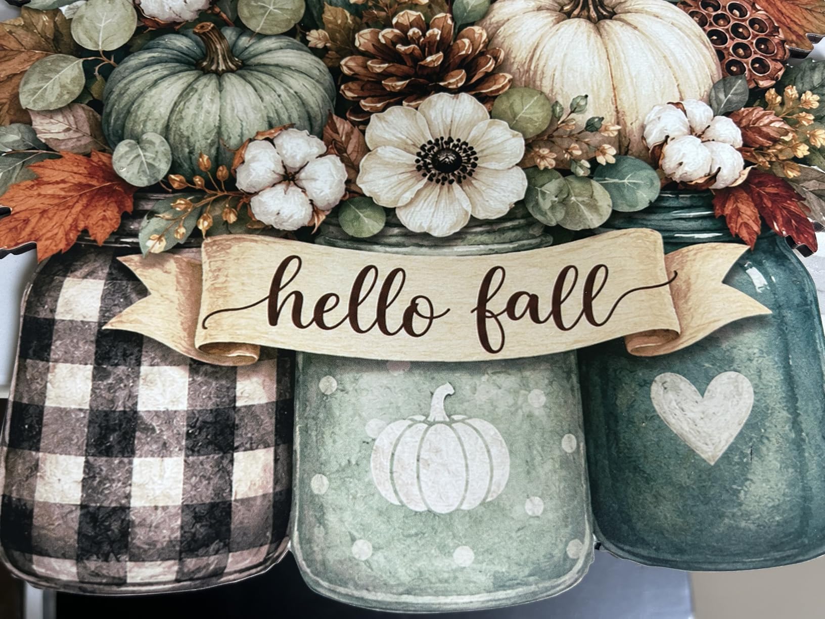 Fall Door Decor Wooden Pumpkin Door Hanger, Welcome Sign for Front Door | Wooden pumpkin door hanger for front door, porch, wall, outdoor fall decor, and Thanksgiving autumn decorations customer photo 1