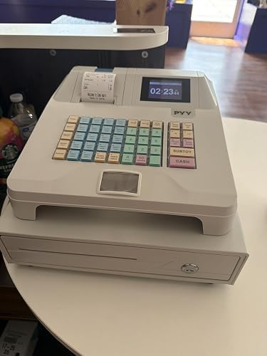 PYY Cash Register for Small Businesses Caja Registradora with Wired Scanner | 4 Bill 5 Coin Large Locked Drawer Cashier Box, Commercial Electronic Cashing System customer photo 1
