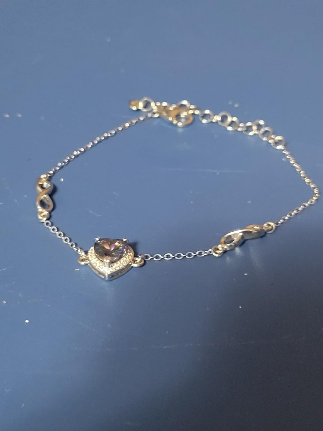 Sterling Silver Infinity Heart Birthstone Link Charm Bracelet customer photo 2