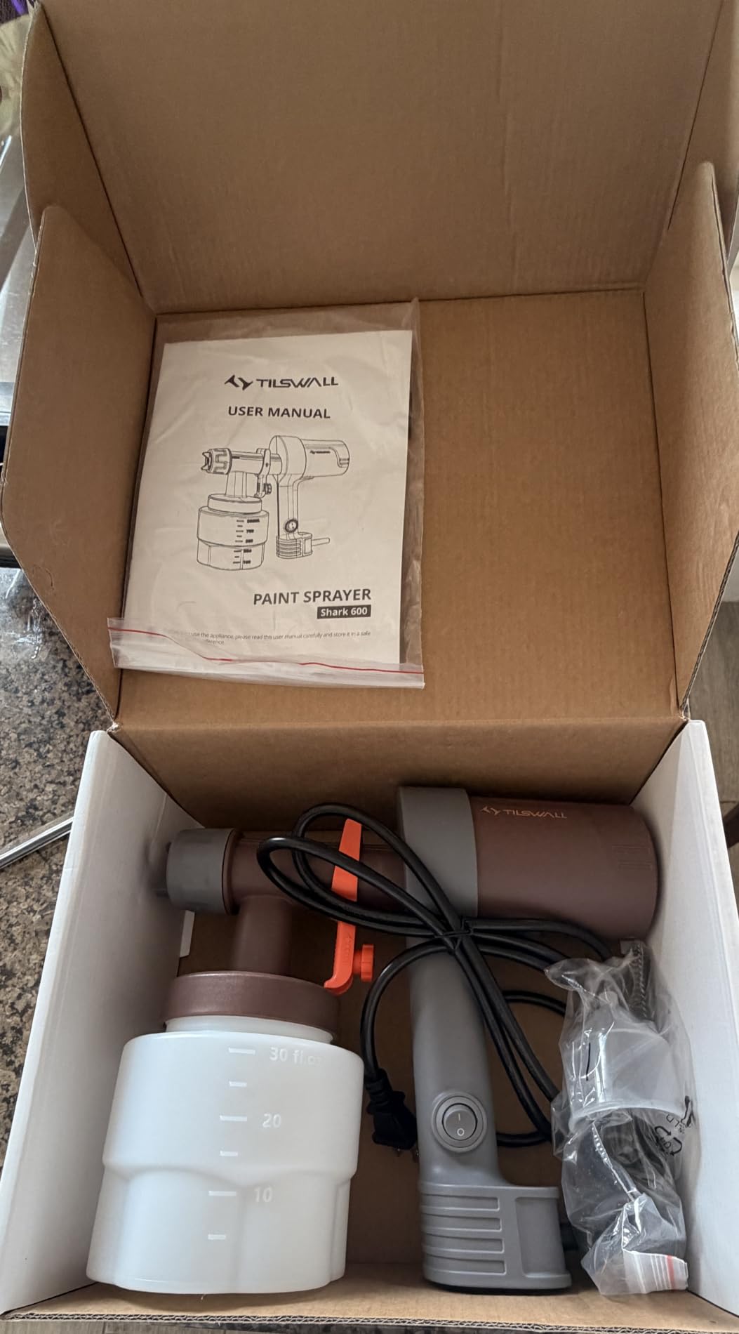 Tilswall Paint Sprayer, Shark 600 Ultra-Light HVLP Electric Spray Paint Gun | 3 Nozzles & 3 Patterns, 1200ML/Min, Easy to Clean, Variable Flow Control, Ideal for Furniture, Cabinets, Fence, Walls, Deck customer photo 1