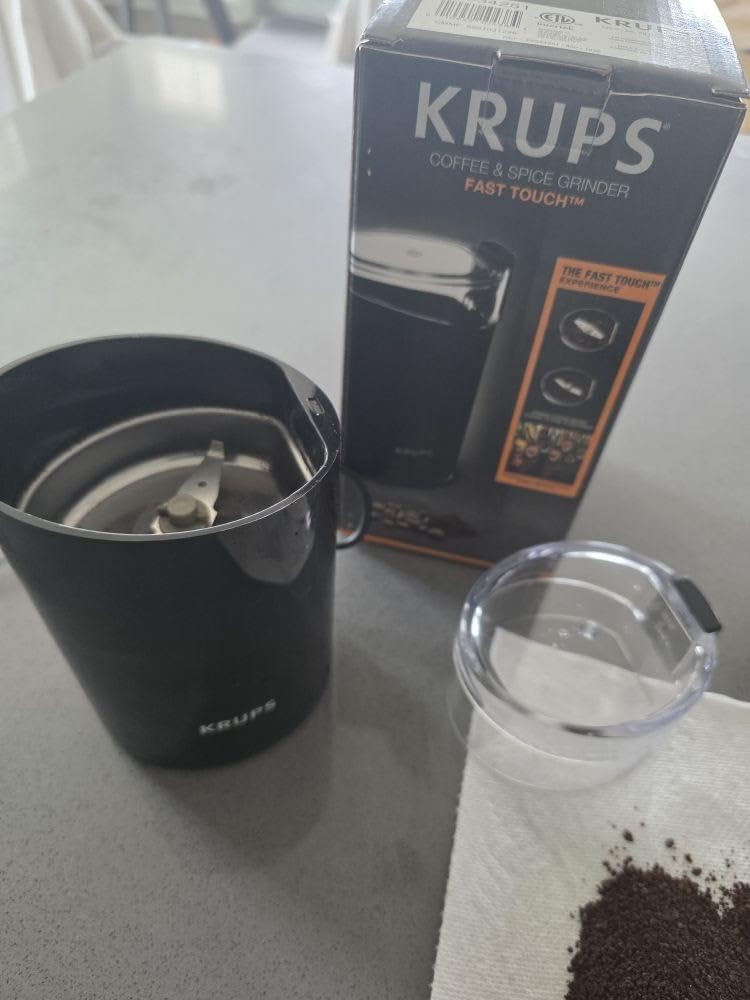 KRUPS Precision Electric Coffee Grinders, 3 oz Capacity, 200W Motor, Stainless Steel Blades for Uniform Grinding of Beans, Herb and Nuts, Coffee and Spice Grinder Electric, (Black) customer photo 1