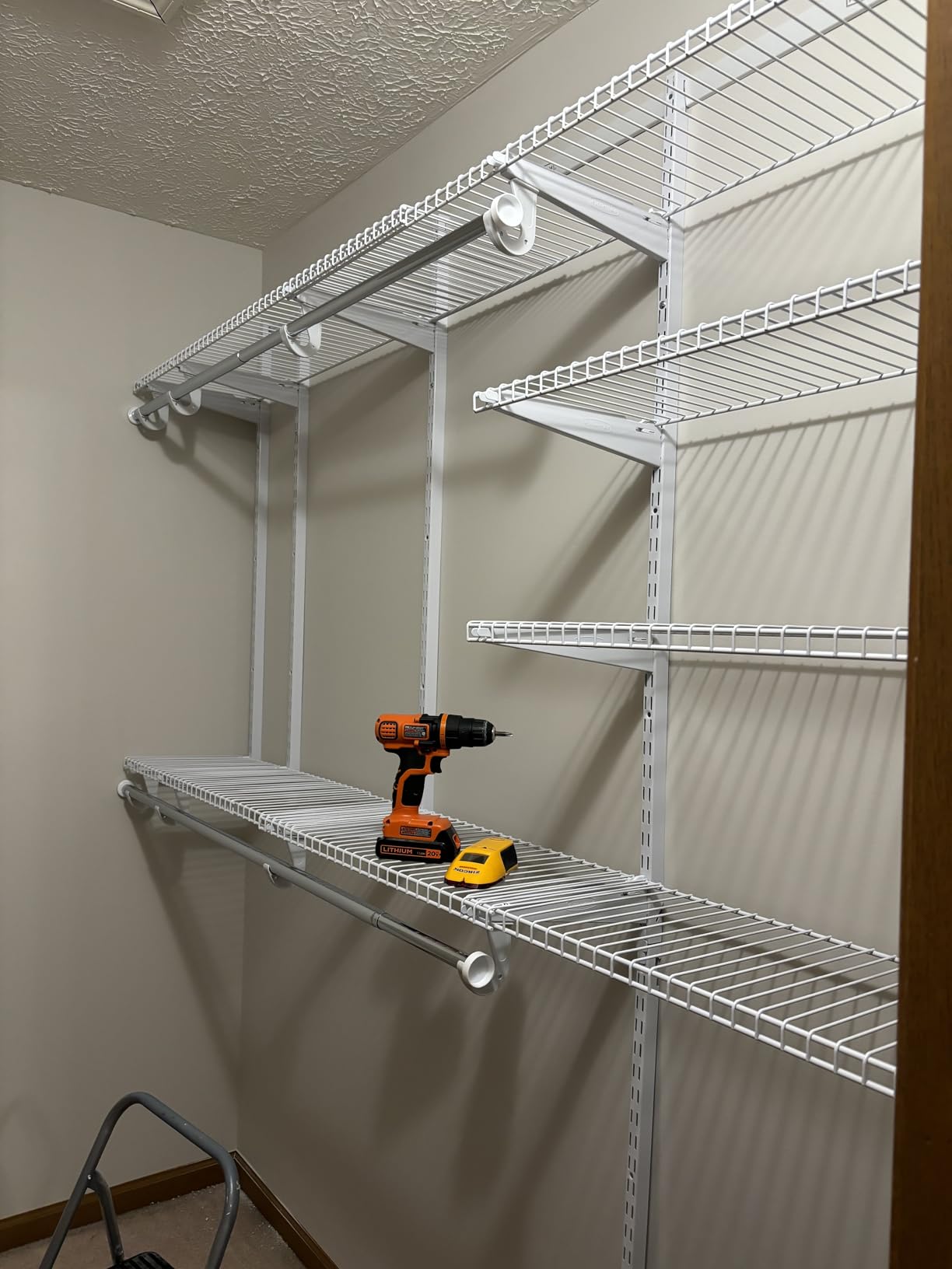 Rubbermaid Configurations Deluxe Custom Closet Kit 4-8Ft. Adjustable Metal Wire Shelving White Finish Expandable Organization System Hardware Included for Home Closet/Pantry/Laundry/Mudroom customer photo 2